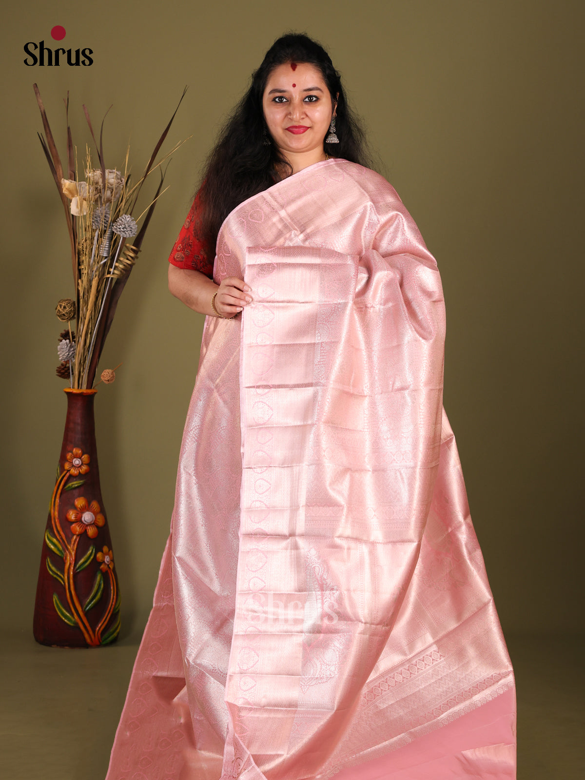 DHS23329 - Kanchipuram-halfpure Saree - Shop on Shrus.com
