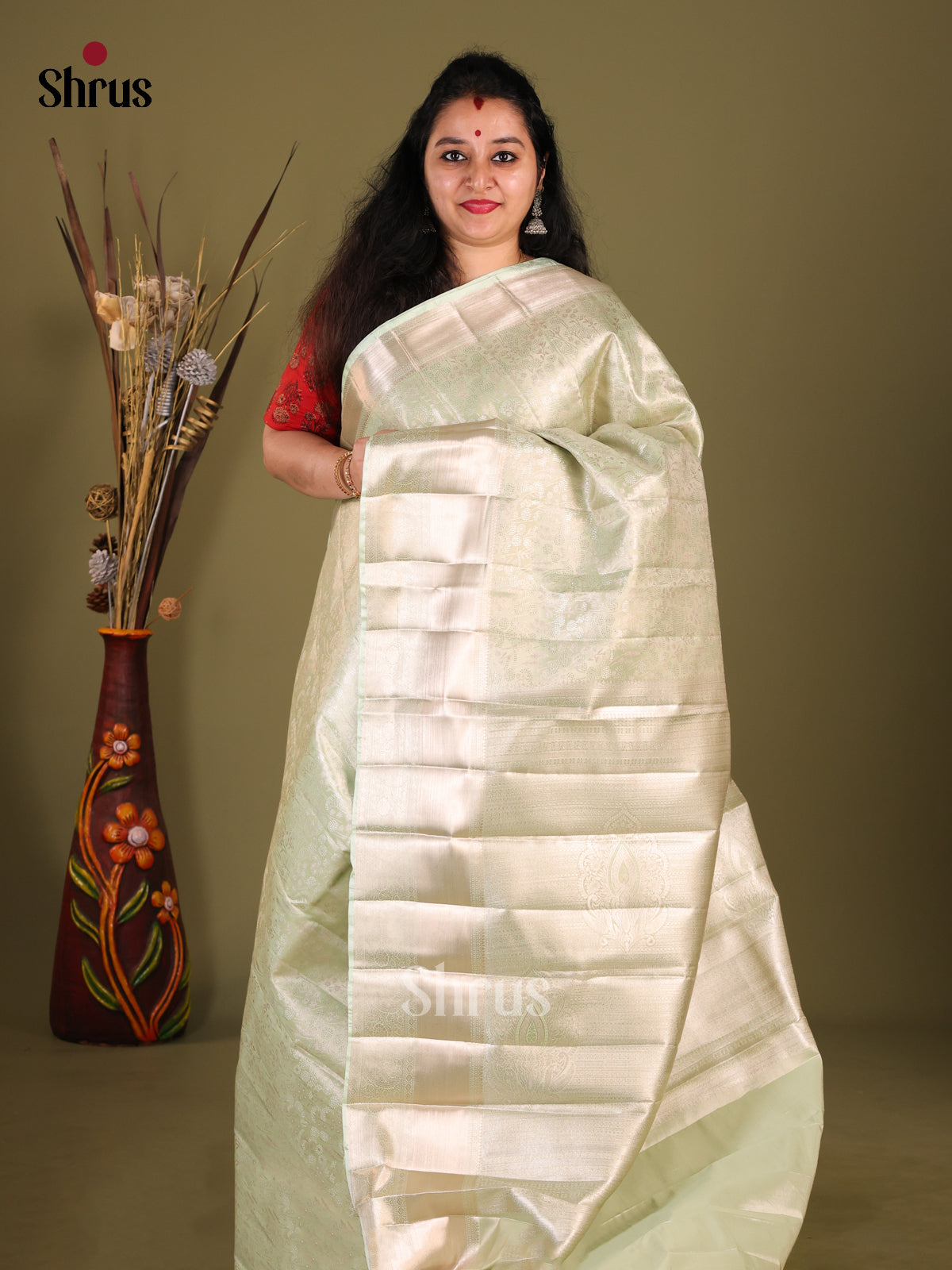 DHS23330 - Kanchipuram-halfpure Saree - Shop on Shrus.com
