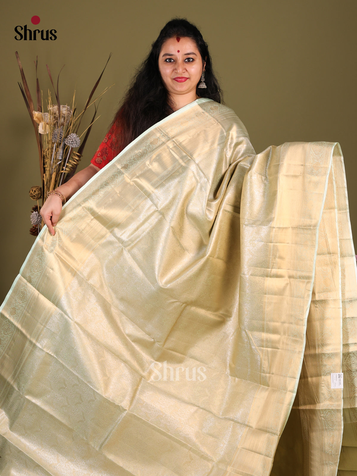 Elachi Green Kanchipuram halfpure Saree 1