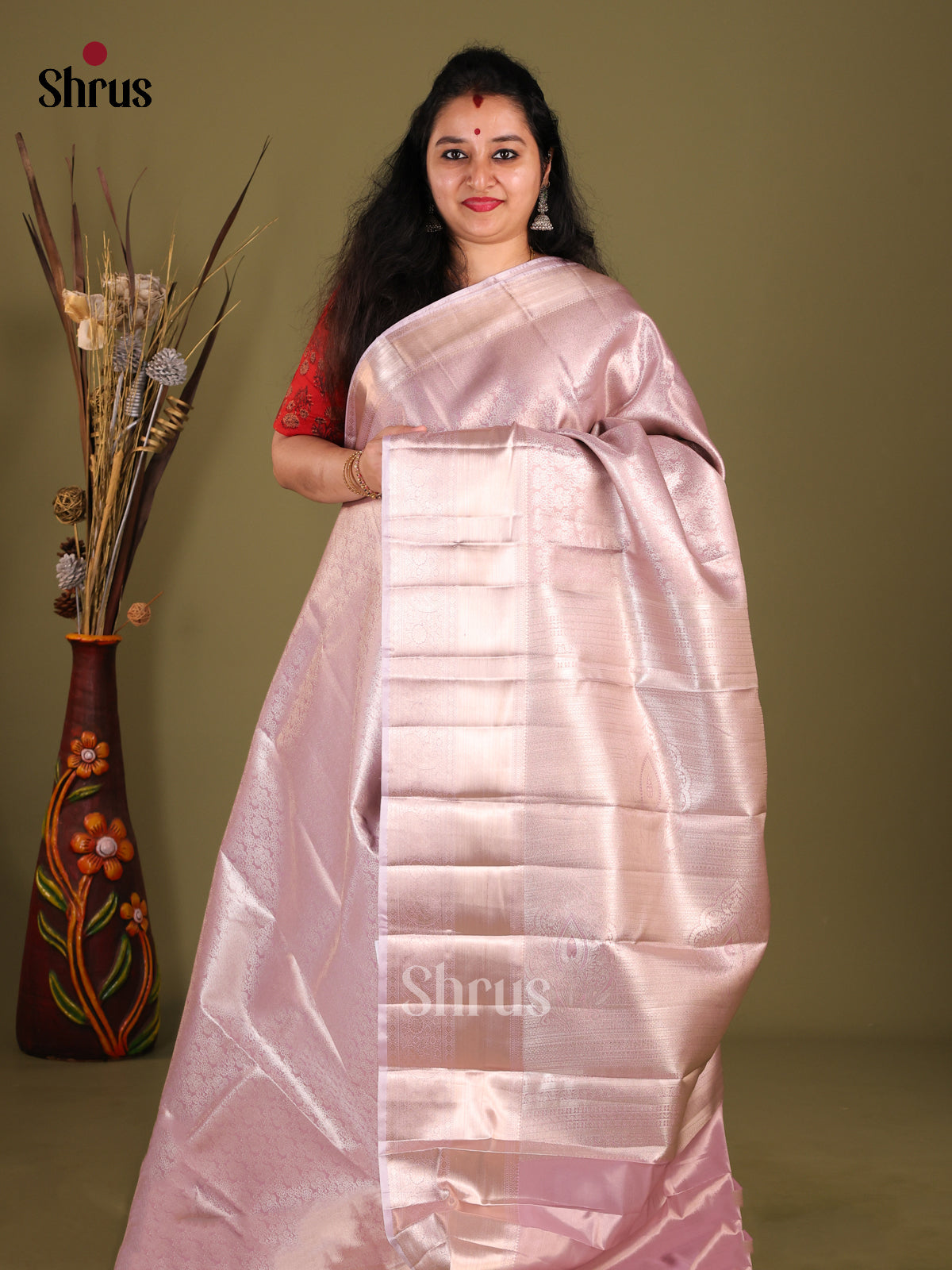 Lavender(Single Tone) - Kanchipuram-halfpure Saree - Shop on Shrus.com