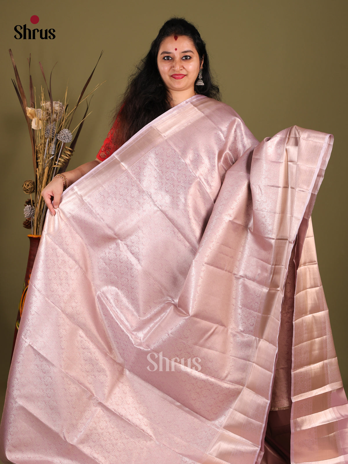 Lavender(Single Tone) - Kanchipuram-halfpure Saree - Shop on Shrus.com
