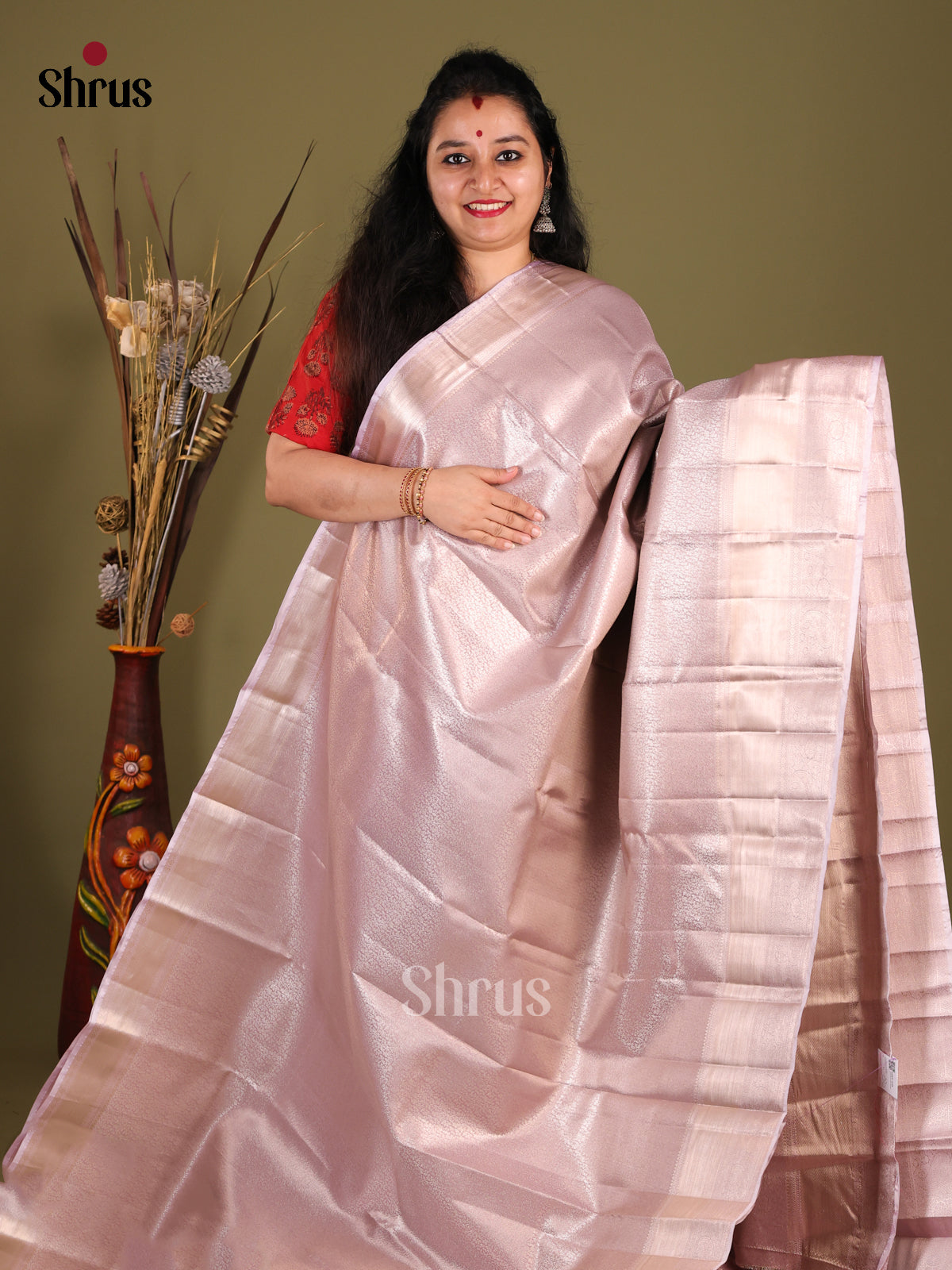 Lavender(SingleTone) - Kanchipuram-halfpure Saree - Shop on Shrus.com