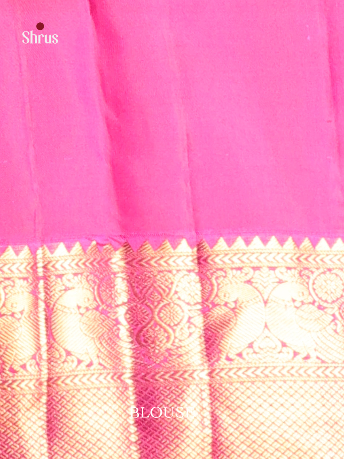 Gorgeous Pink Kanchipuram Saree with golden nestling brocade Design & Zari Border -2