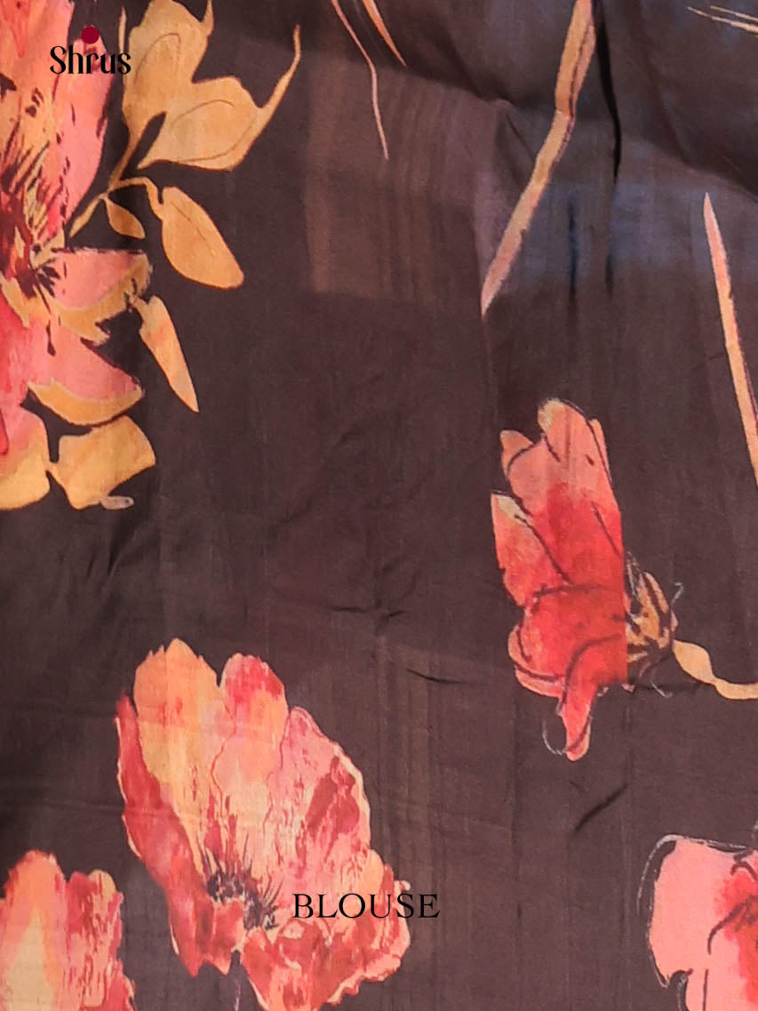 Cream & Black - Moonga Silk Saree