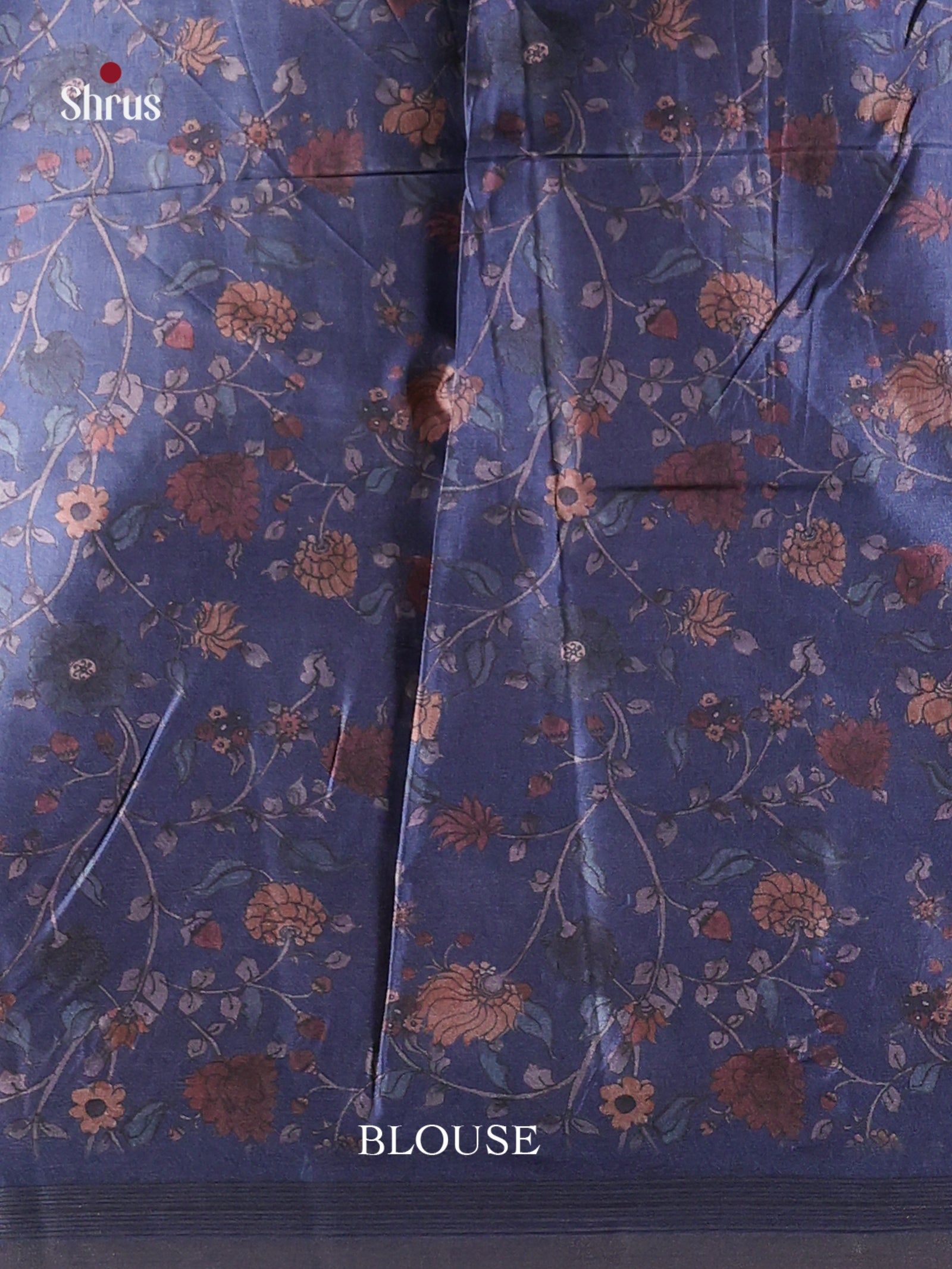Powder Blue & Blue- Moonga Silk Saree - Shop on Shrus.com
