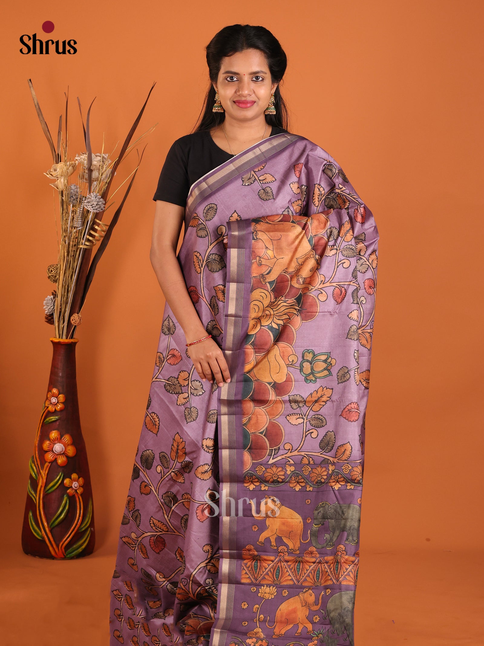 DHS23512 - Moonga Silk Saree - Shop on Shrus.com