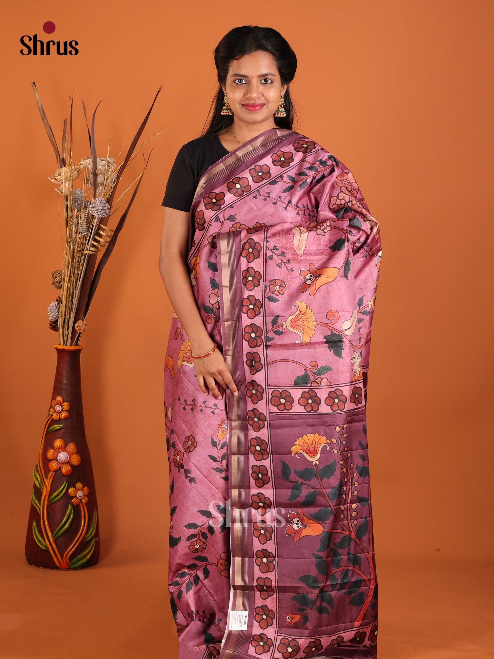 Onion Pink & Purple - Moonga Silk Saree
