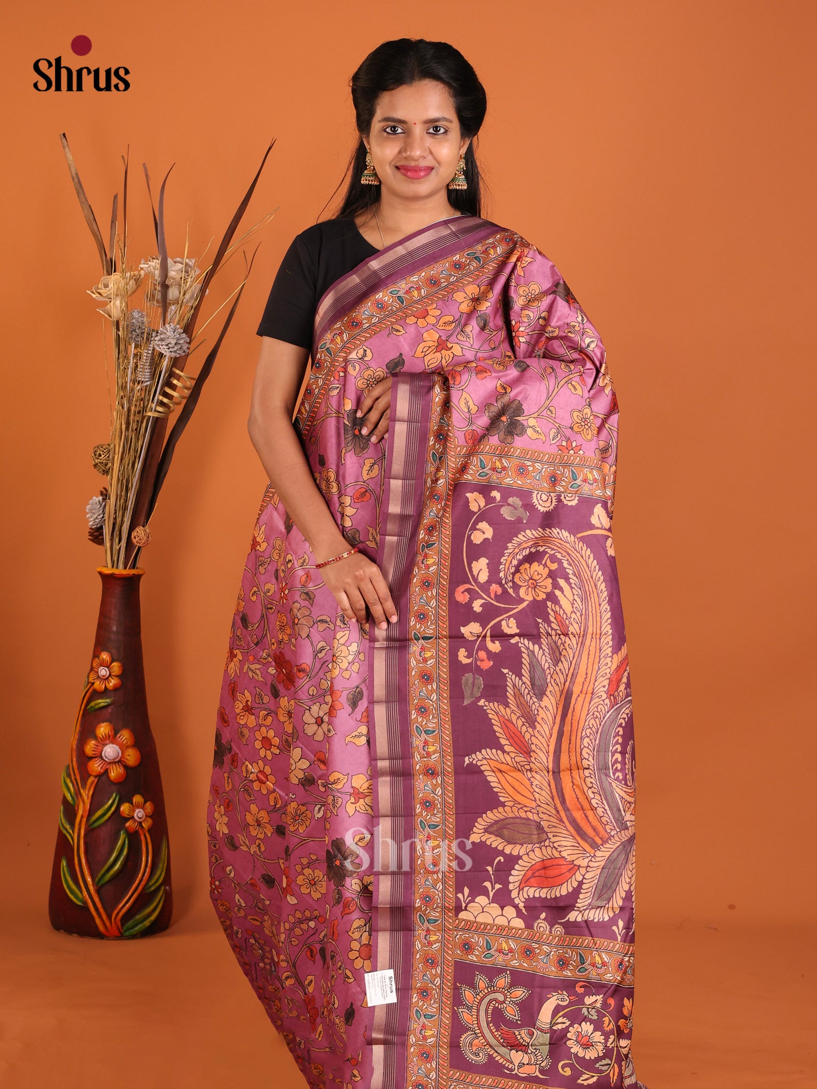 Onion Pink & Purple - Moonga Silk Saree
