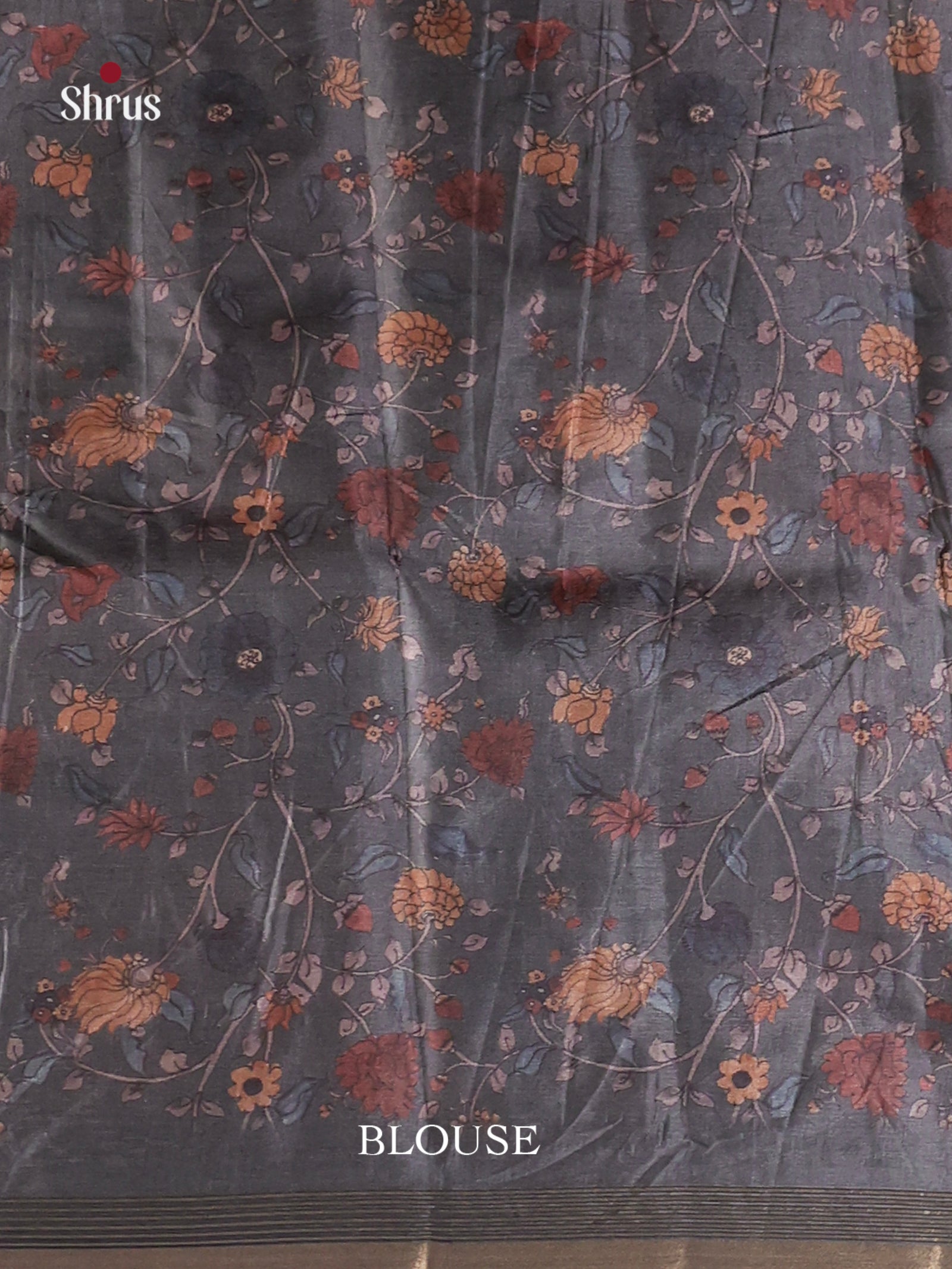 Grey & Black - Moonga Silk Saree