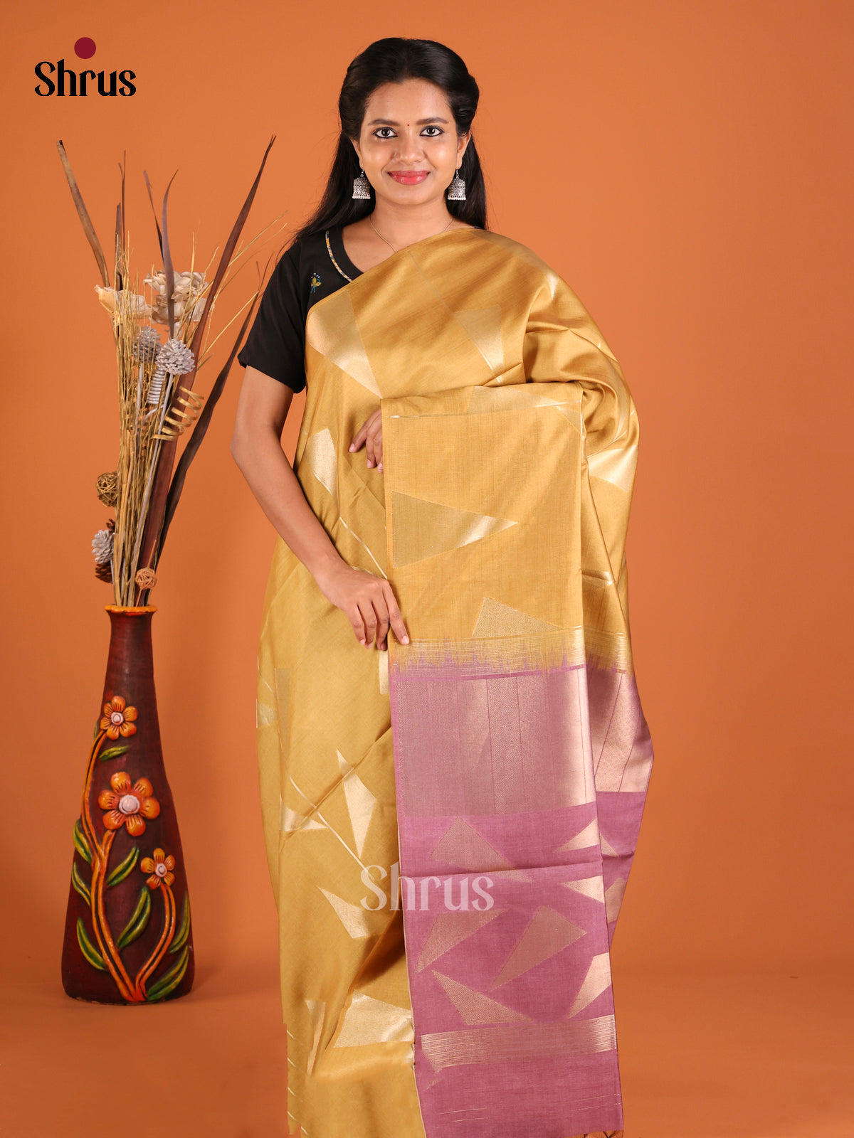 Gold & Purple - Semi Tussar Saree