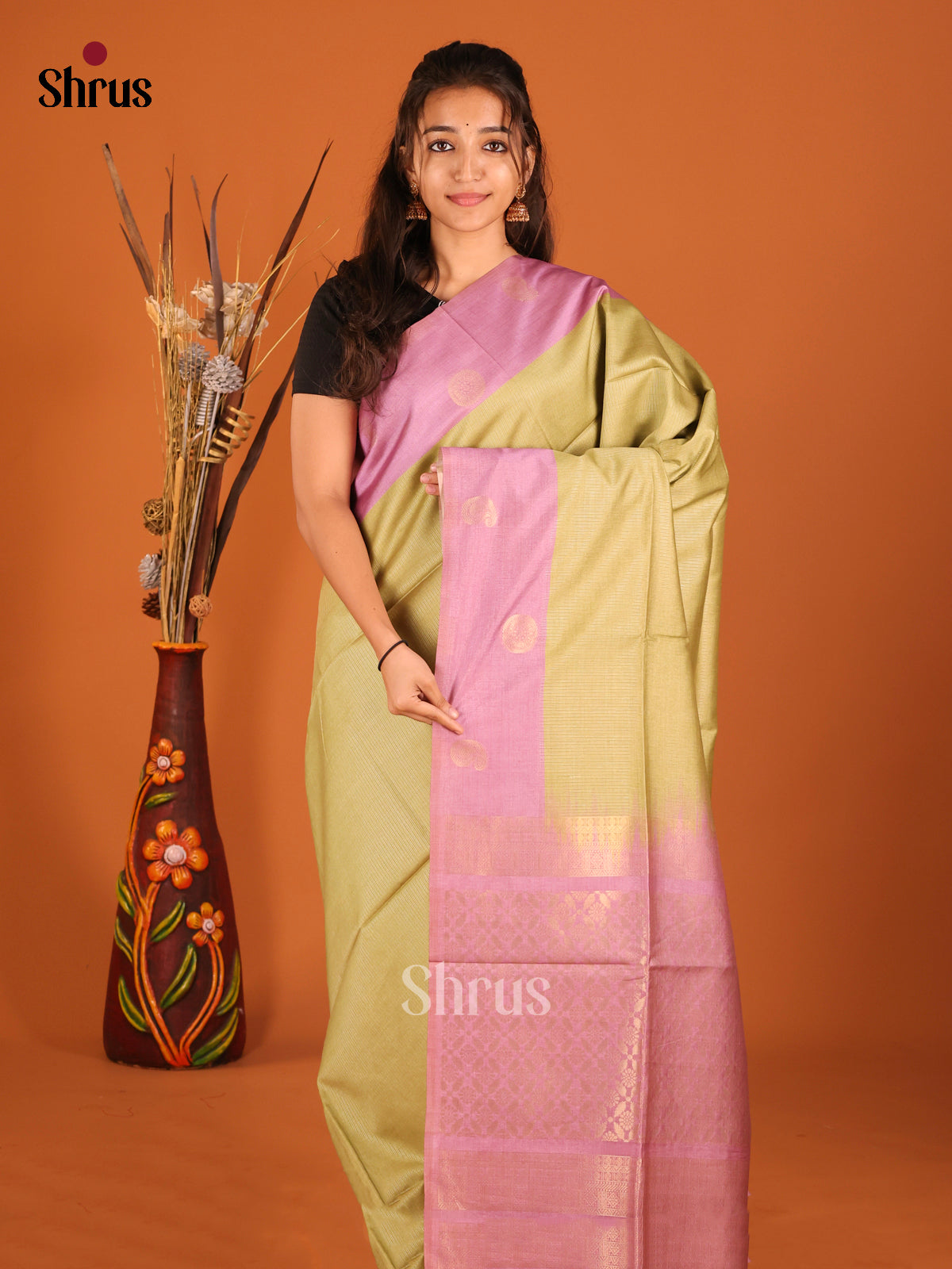 Green & Lavender - Semi Tussar Saree