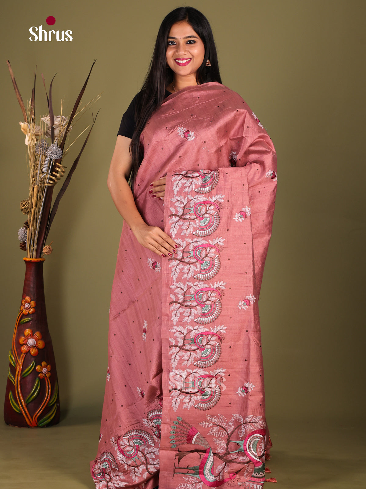 Onion peel- Semi Rawsilk Saree