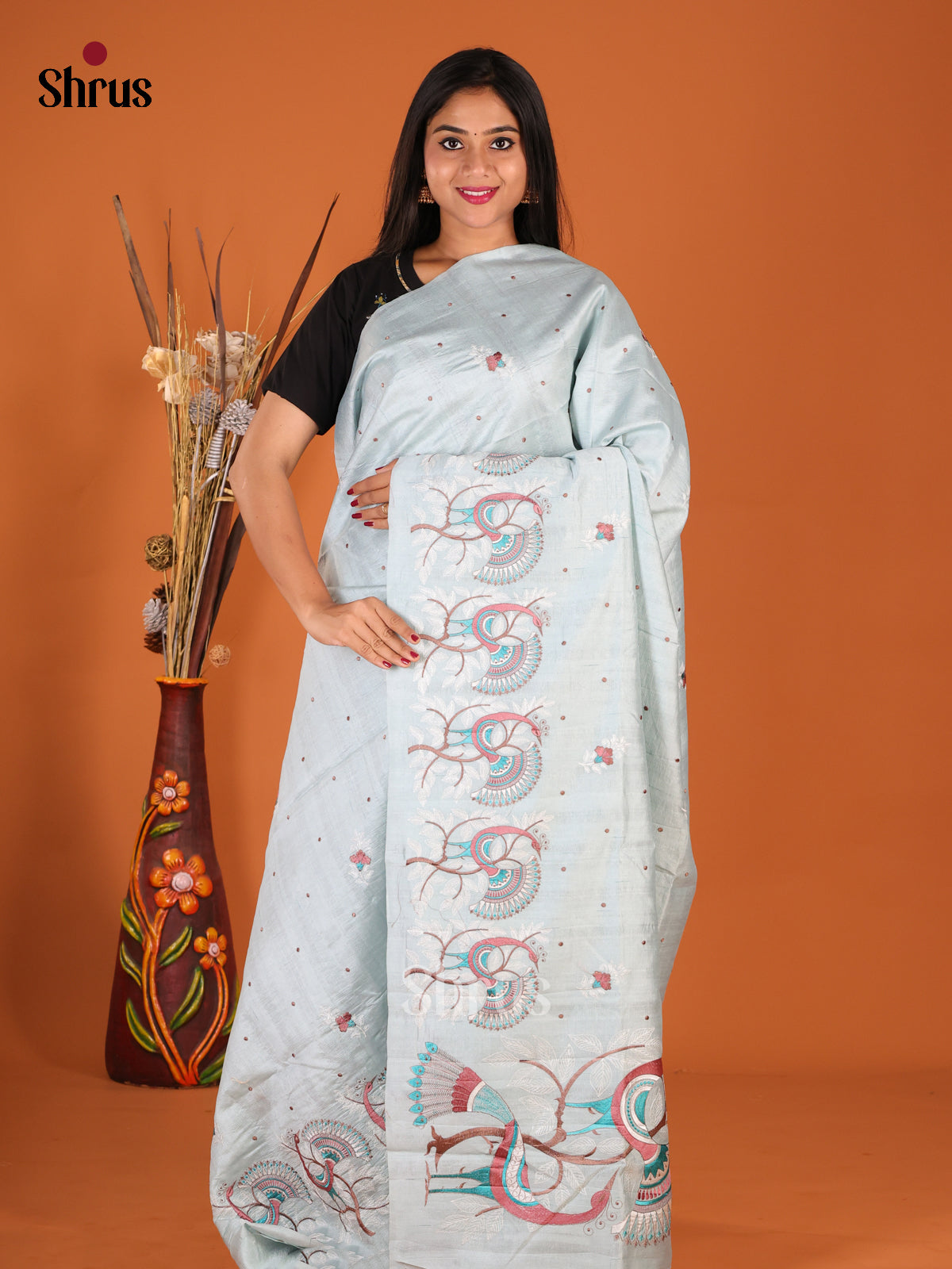 DHS23558 - Semi Rawsilk Saree