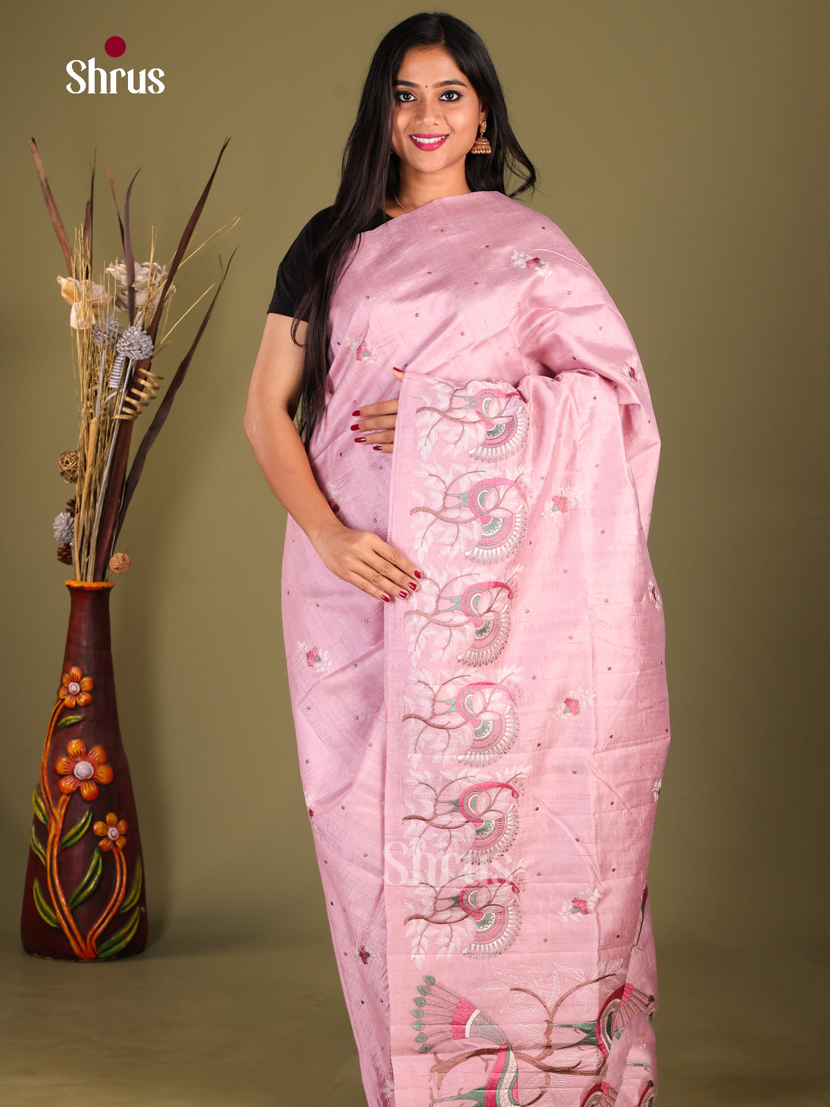 Lavender - Semi Rawsilk Saree