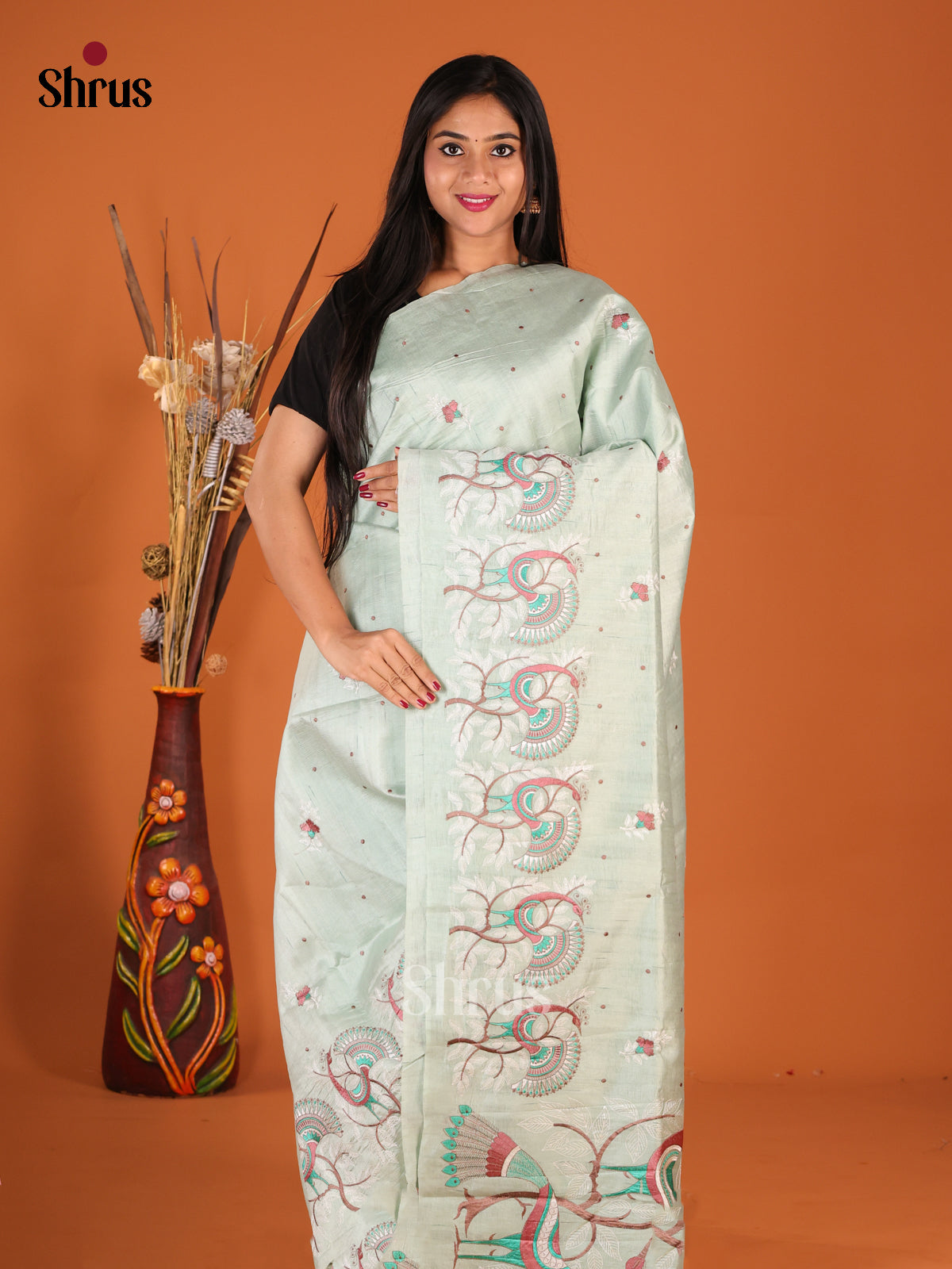DHS23564 - Semi Rawsilk Saree - Shop on Shrus.com