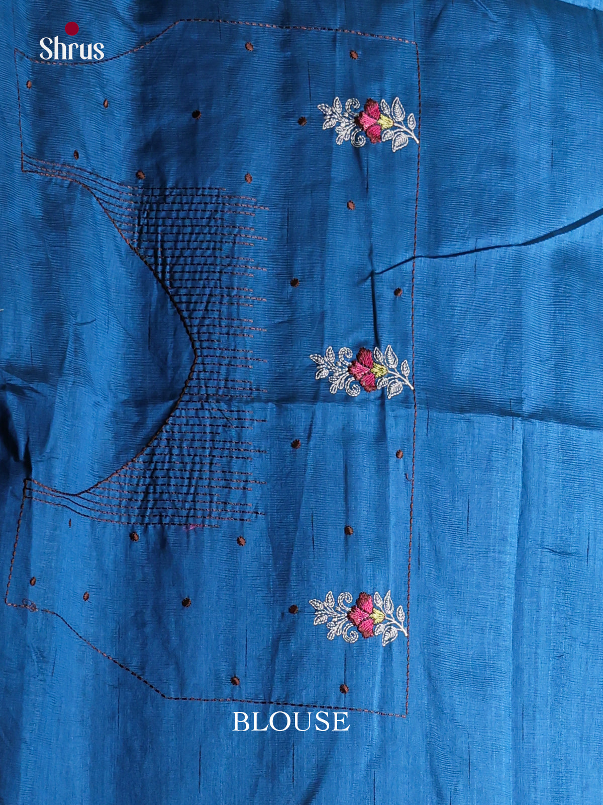 Blue- Semi Rawsilk Saree