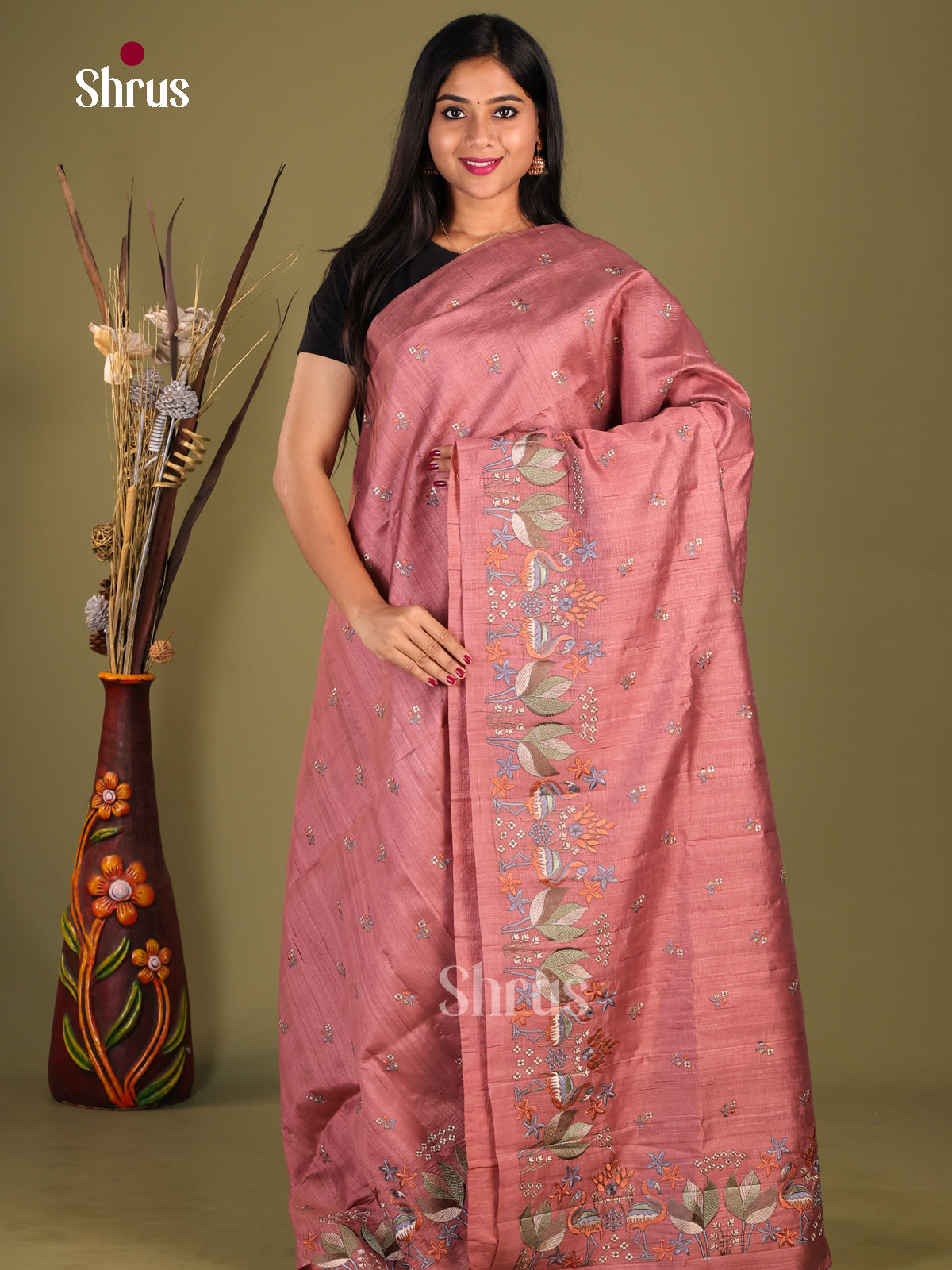 Onion peel - Semi Rawsilk Saree - Shop on Shrus.com