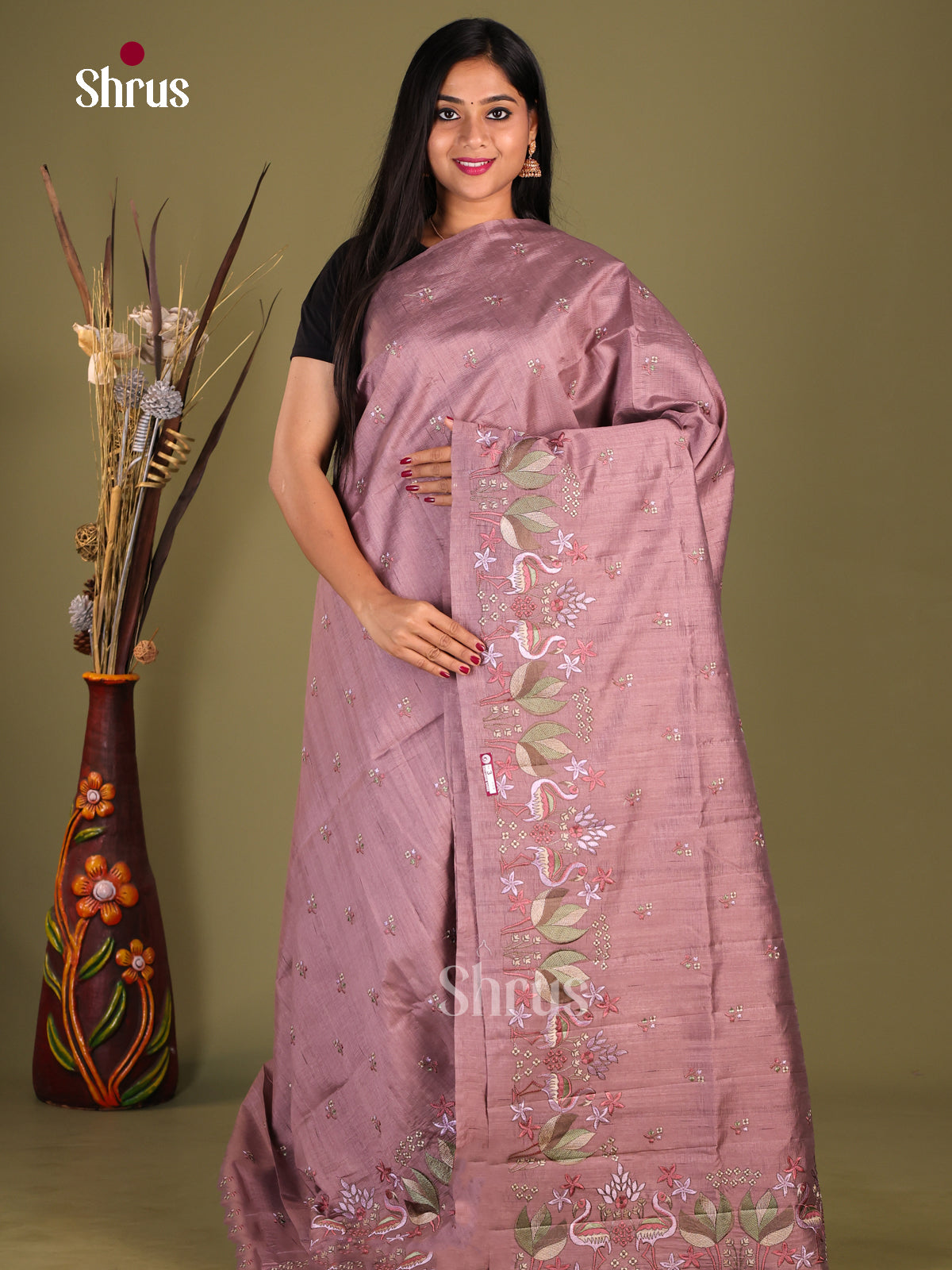 Lavender - Semi Rawsilk Saree - Shop on Shrus.com