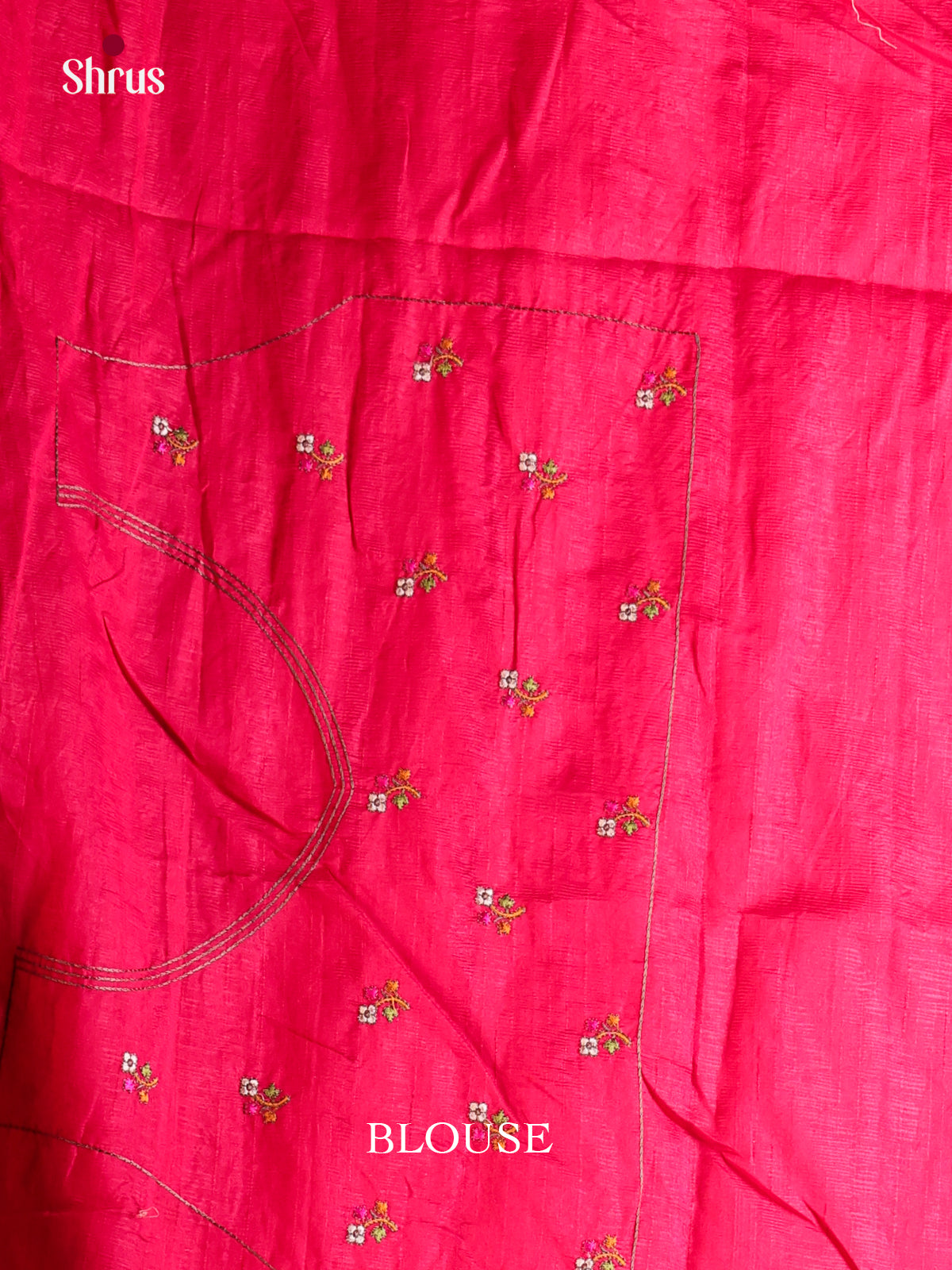 Reddish Pink - Semi Rawsilk Saree - Shop on Shrus.com