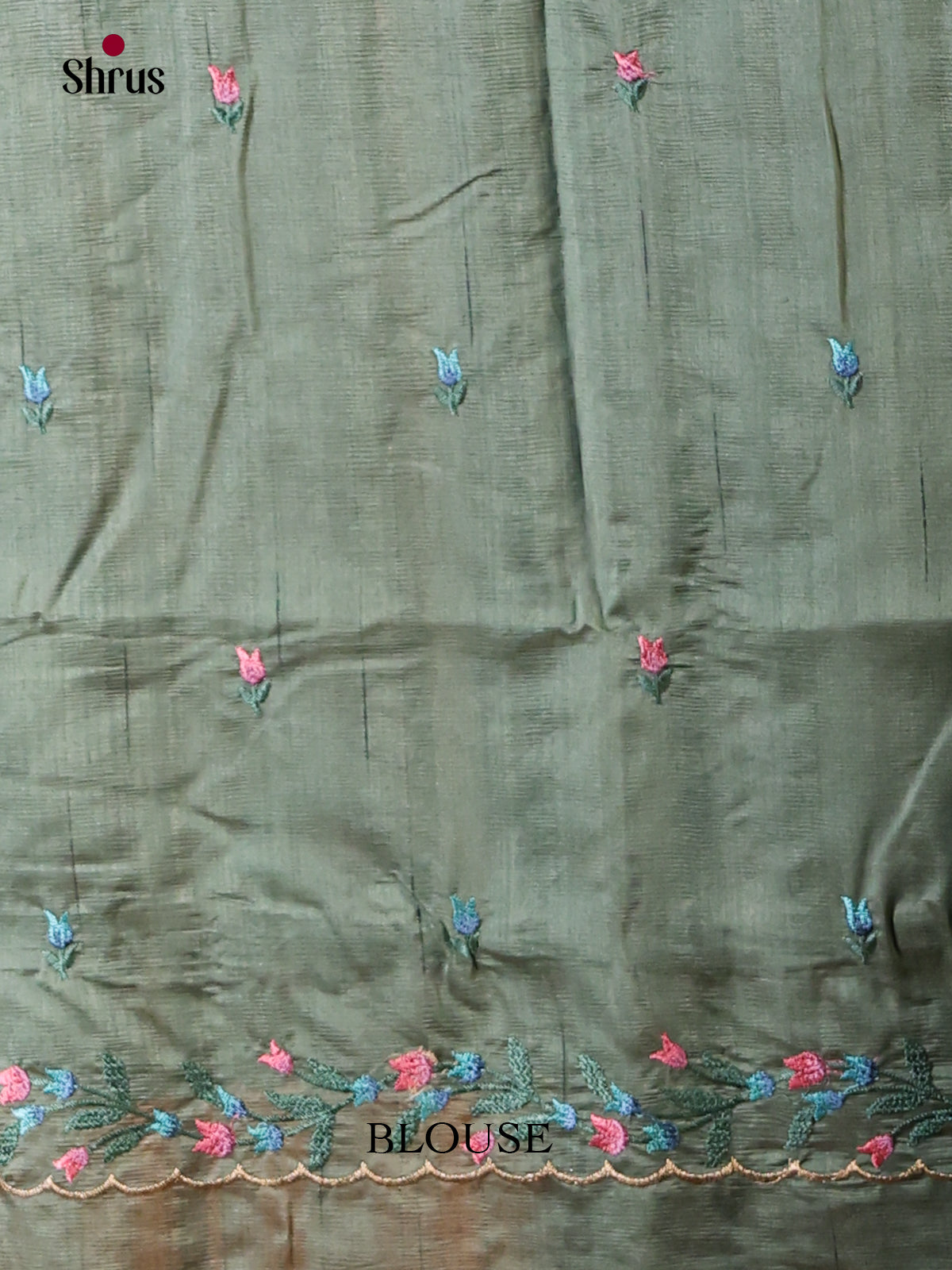 Grey Green - Semi Rawsilk Saree - Shop on Shrus.com