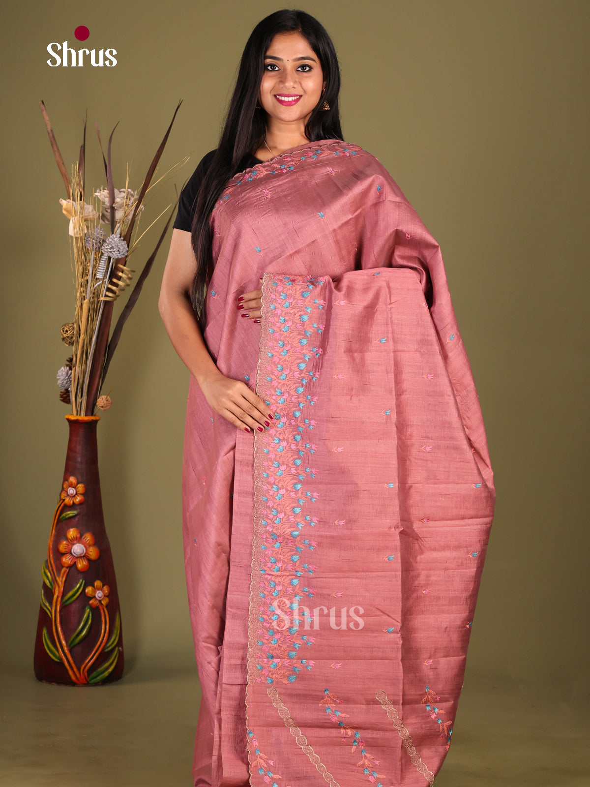 Onion Peel - Semi Rawsilk Saree - Shop on Shrus.com
