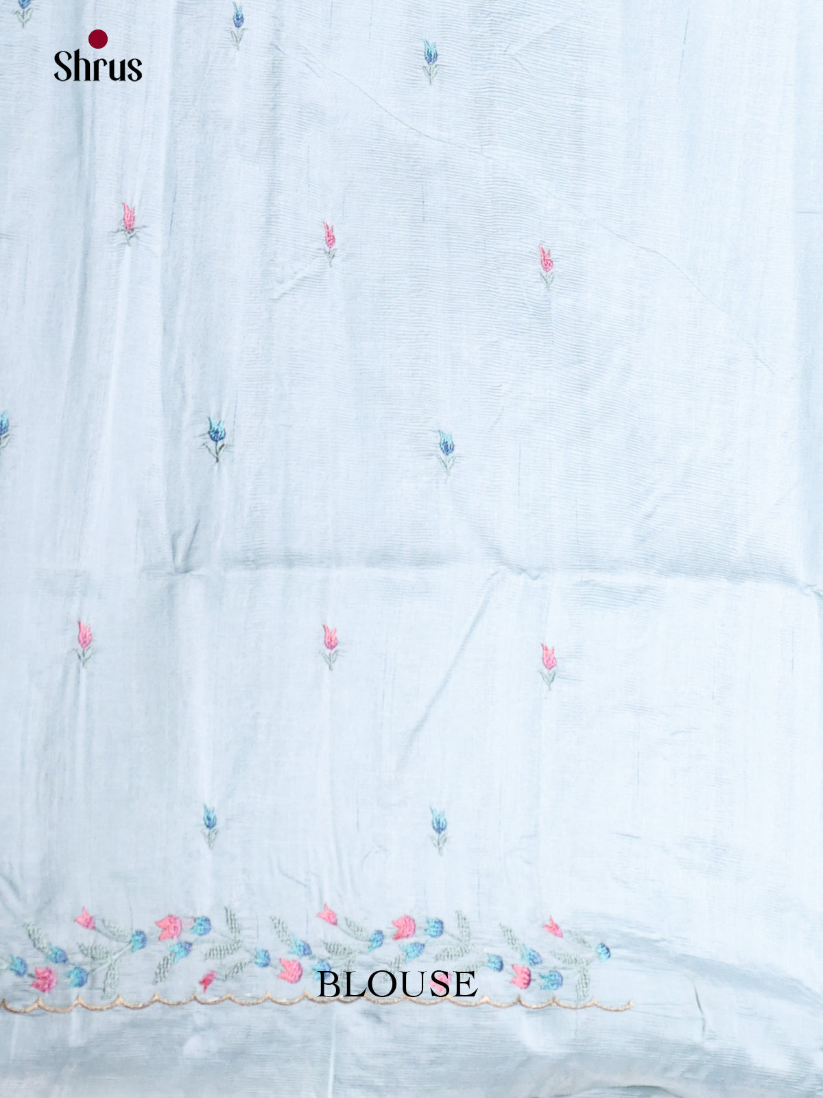 Ice Blue - Semi Rawsilk Saree - Shop on Shrus.com