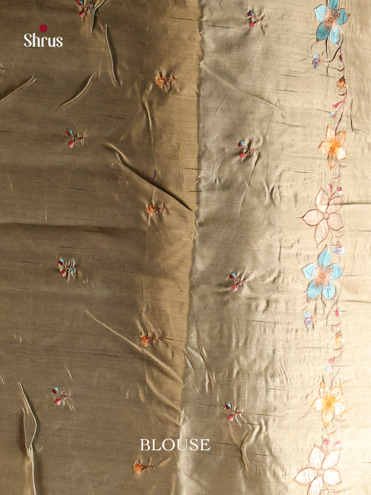 Gold - Semi Rawsilk Saree - Shop on Shrus.com