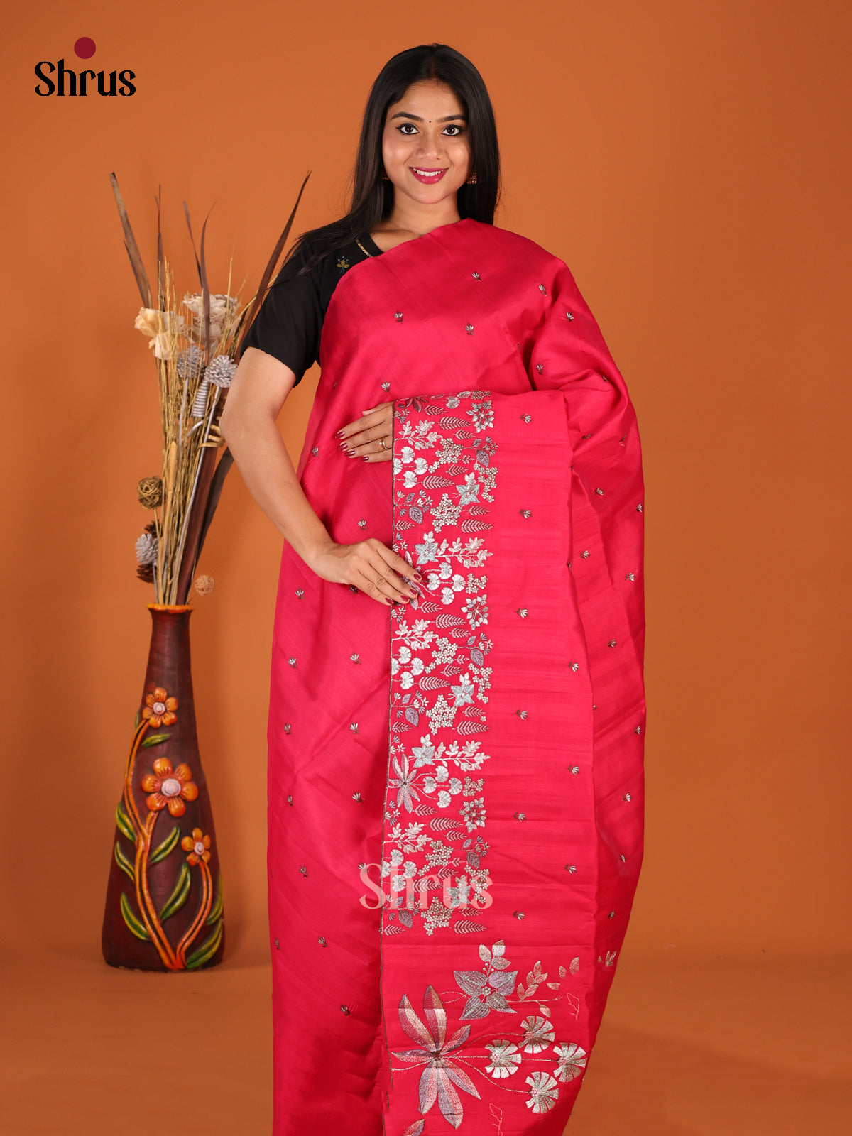 DHS23659 - Semi Rawsilk Saree - Shop on Shrus.com