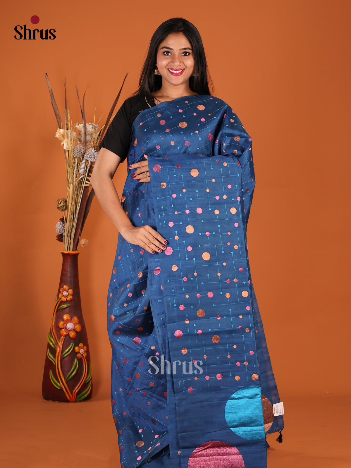 DHS23680 - Semi Rawsilk Saree - Shop on Shrus.com