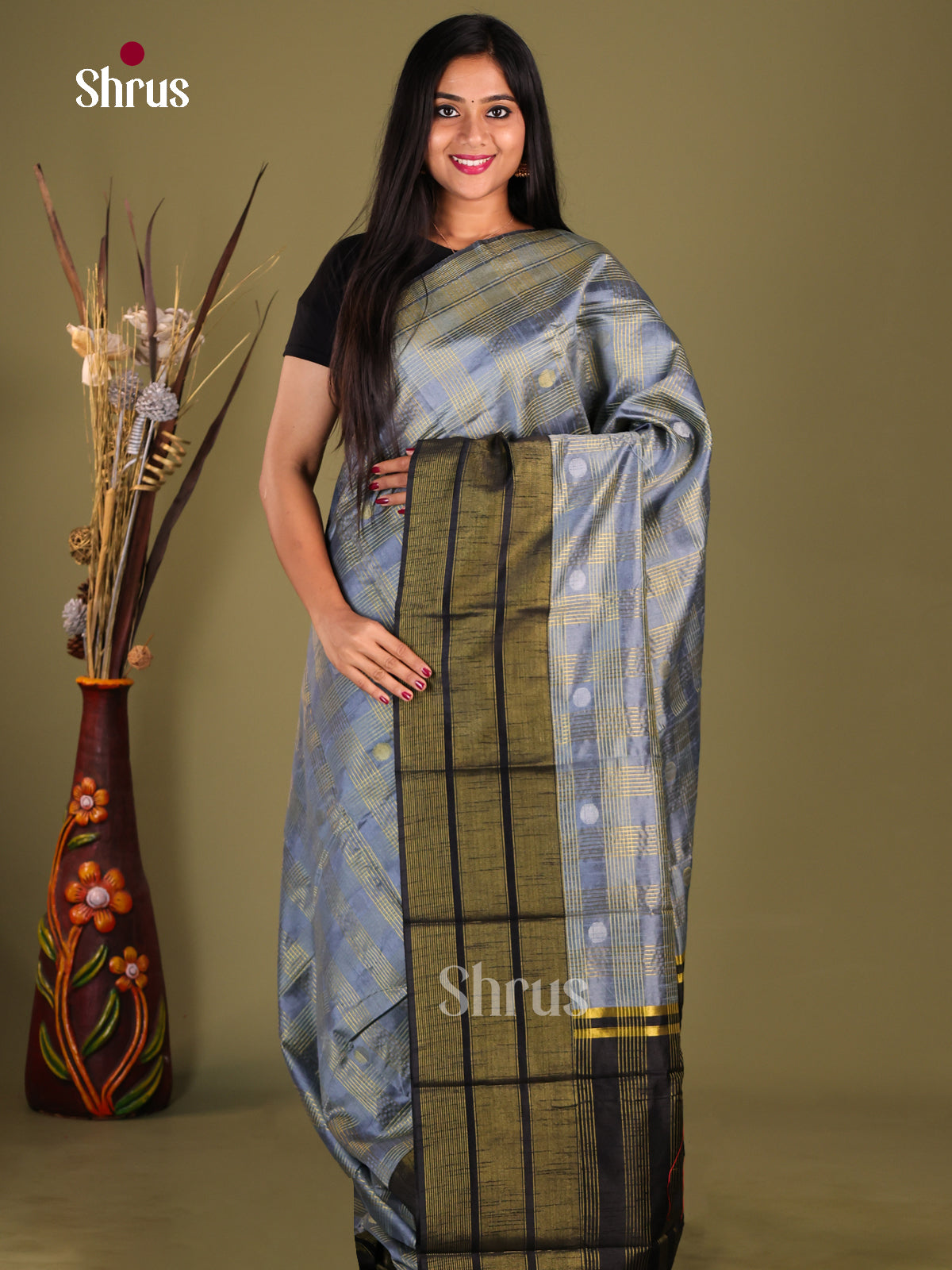 DHS25682 - Semi Rawsilk Saree - Shop on Shrus.com