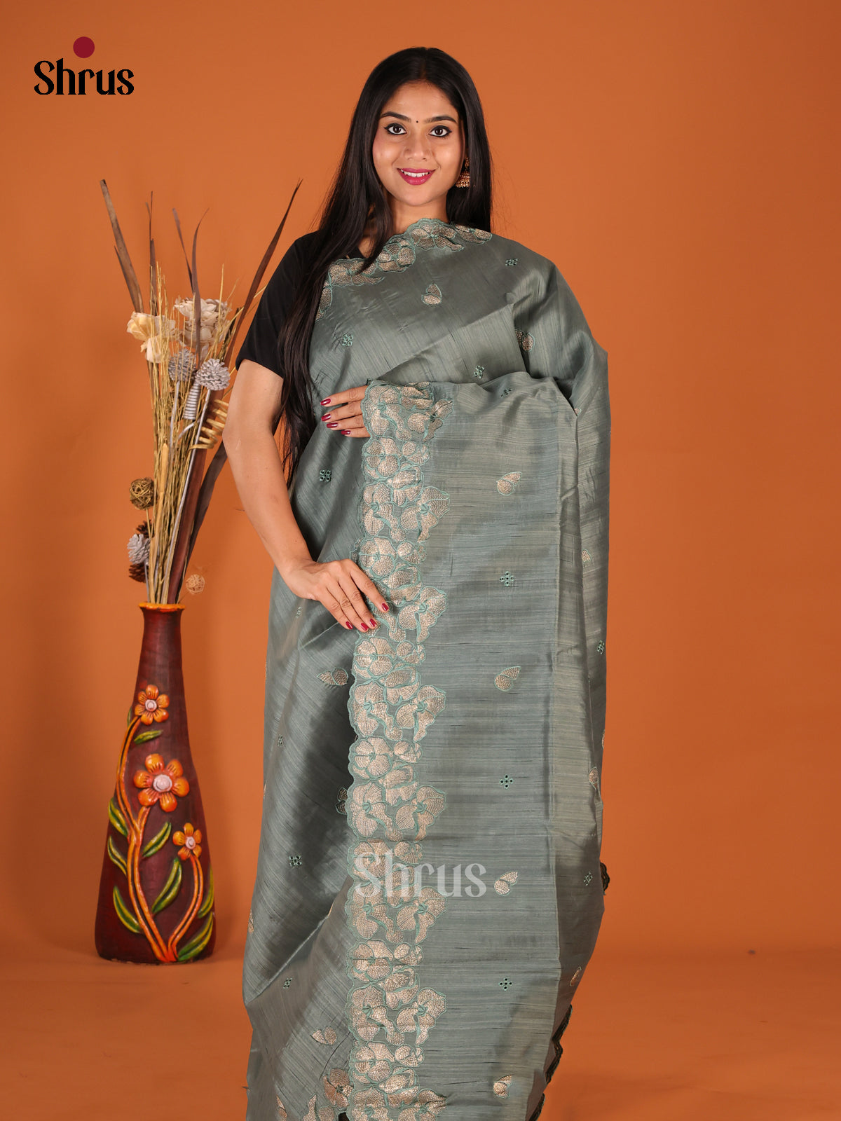 DHS23699 - Semi Rawsilk Saree - Shop on Shrus.com