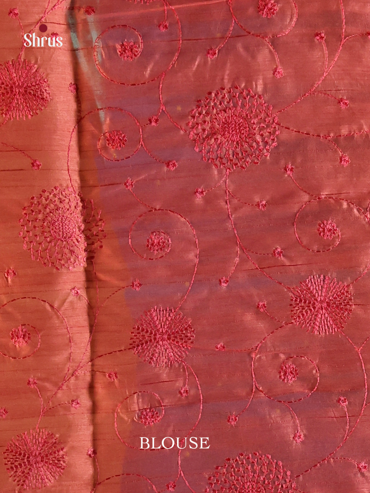 Peachish Pink - Semi Rawsilk Saree - Shop on Shrus.com