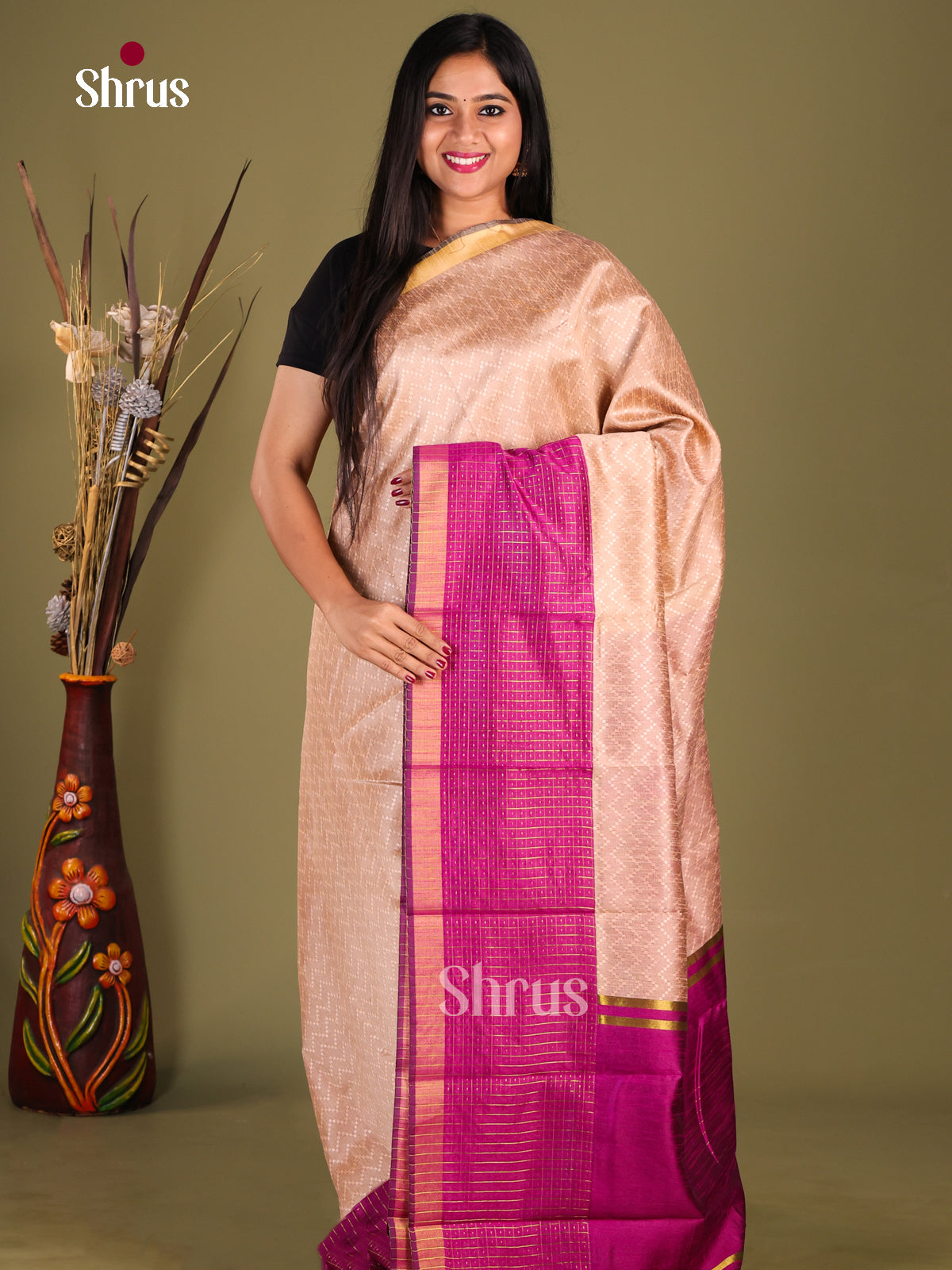 DHS23703 - Semi Rawsilk Saree - Shop on Shrus.com