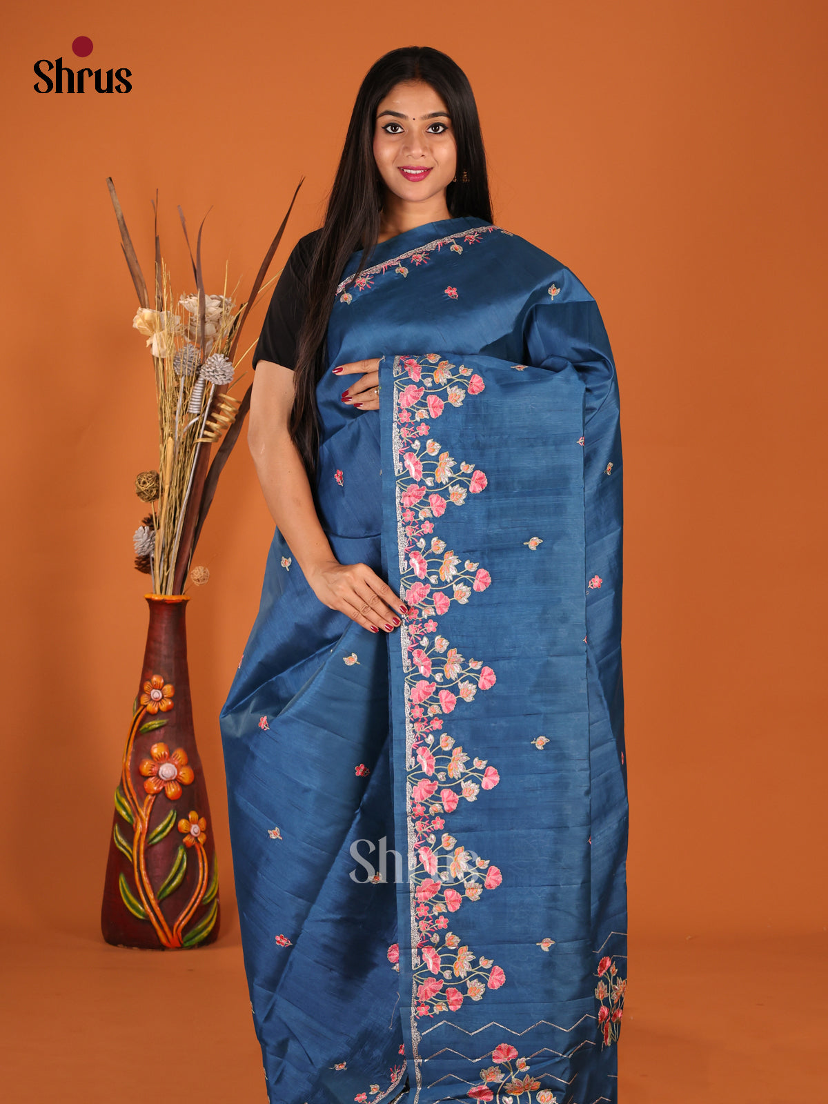 DHS23710 - Semi Rawsilk Saree - Shop on Shrus.com