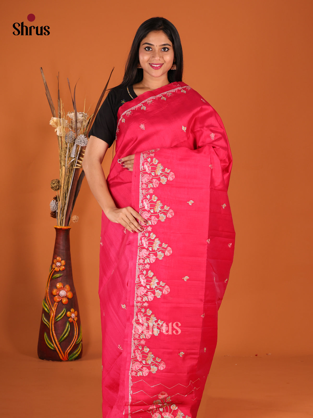 DHS23713 - Semi Rawsilk Saree - Shop on Shrus.com