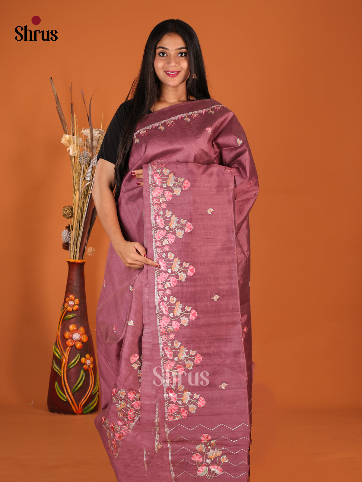 Onion Peel - Semi Rawsilk Saree - Shop on Shrus.com