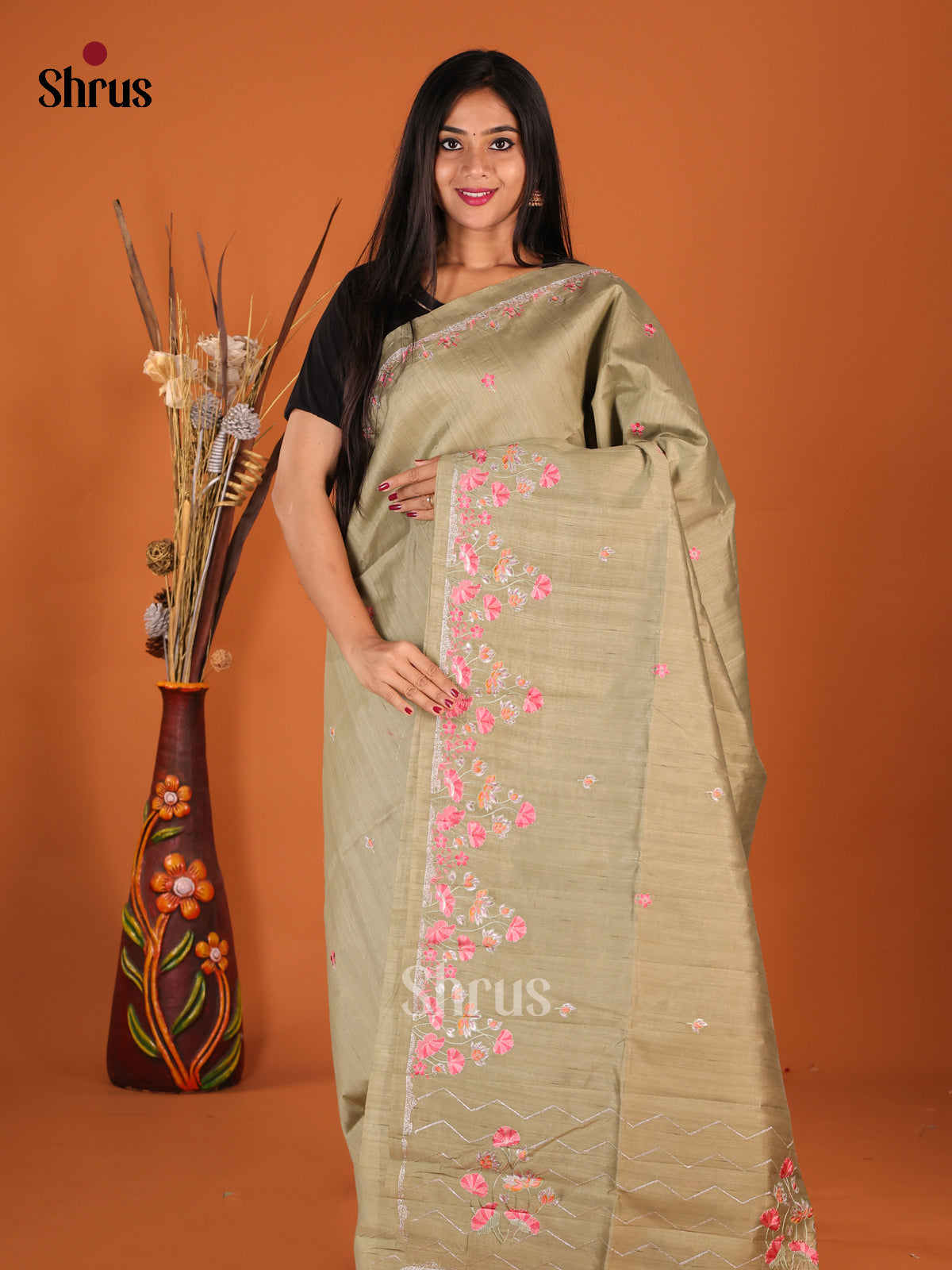 DHS23716 - Semi Rawsilk Saree - Shop on Shrus.com