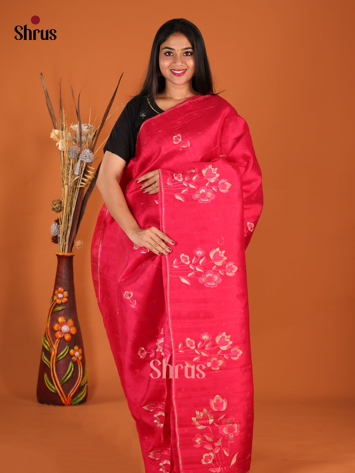 DHS23730 - Semi Rawsilk Saree - Shop on Shrus.com