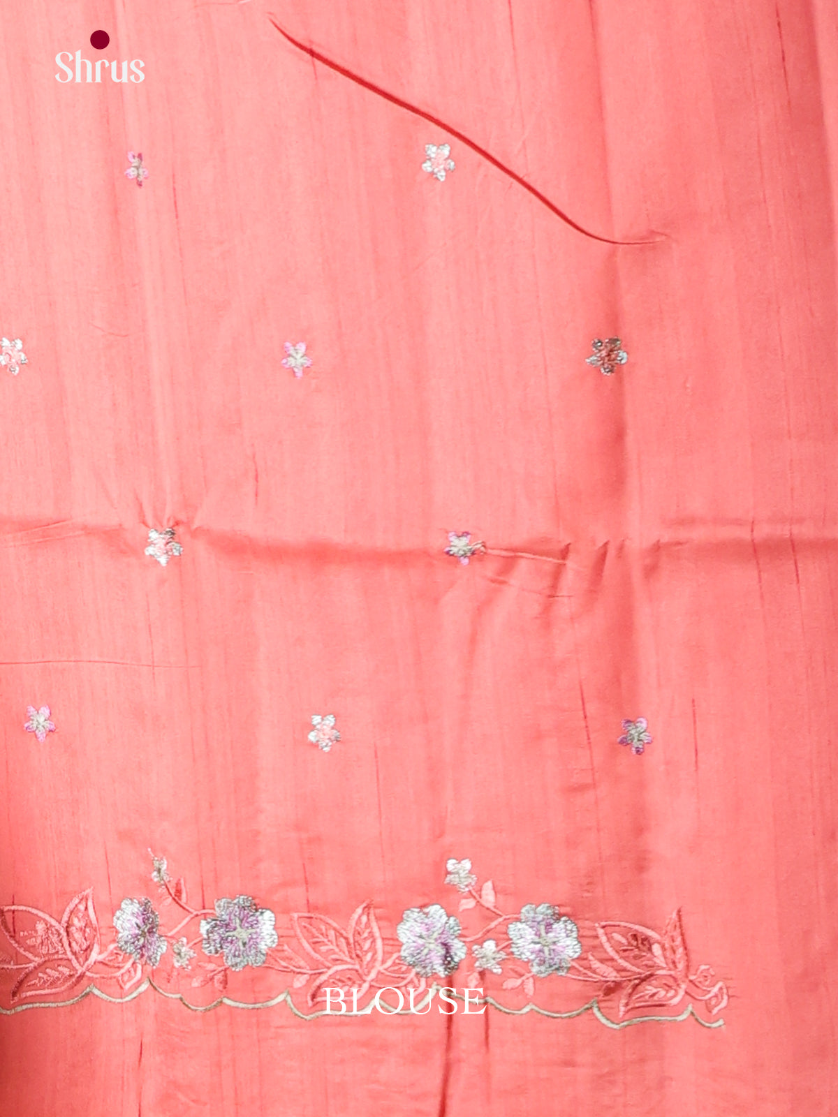 Orangish Pink- Semi Rawsilk Saree - Shop on Shrus.com