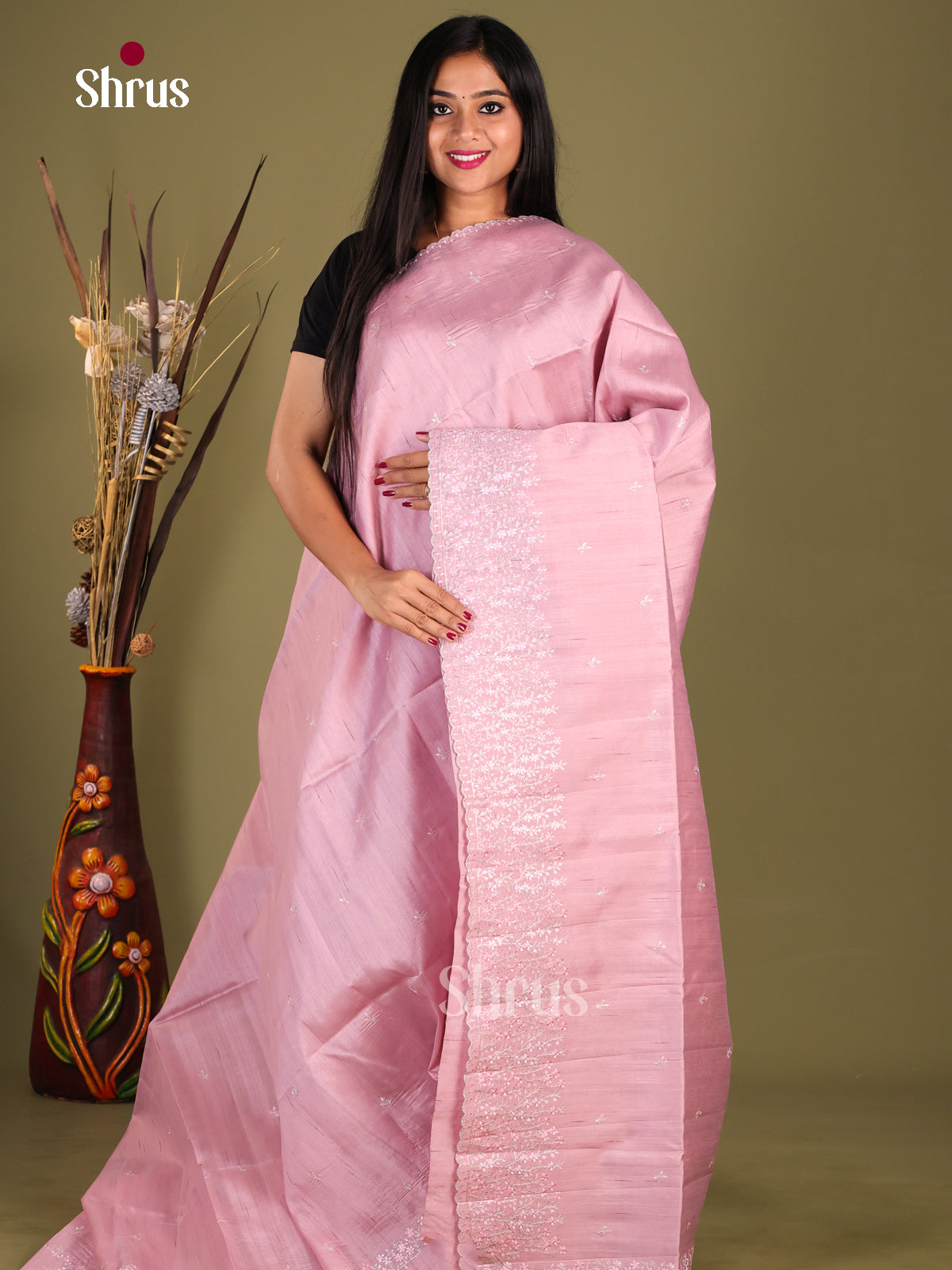 Lavender- Semi Rawsilk Saree - Shop on Shrus.com