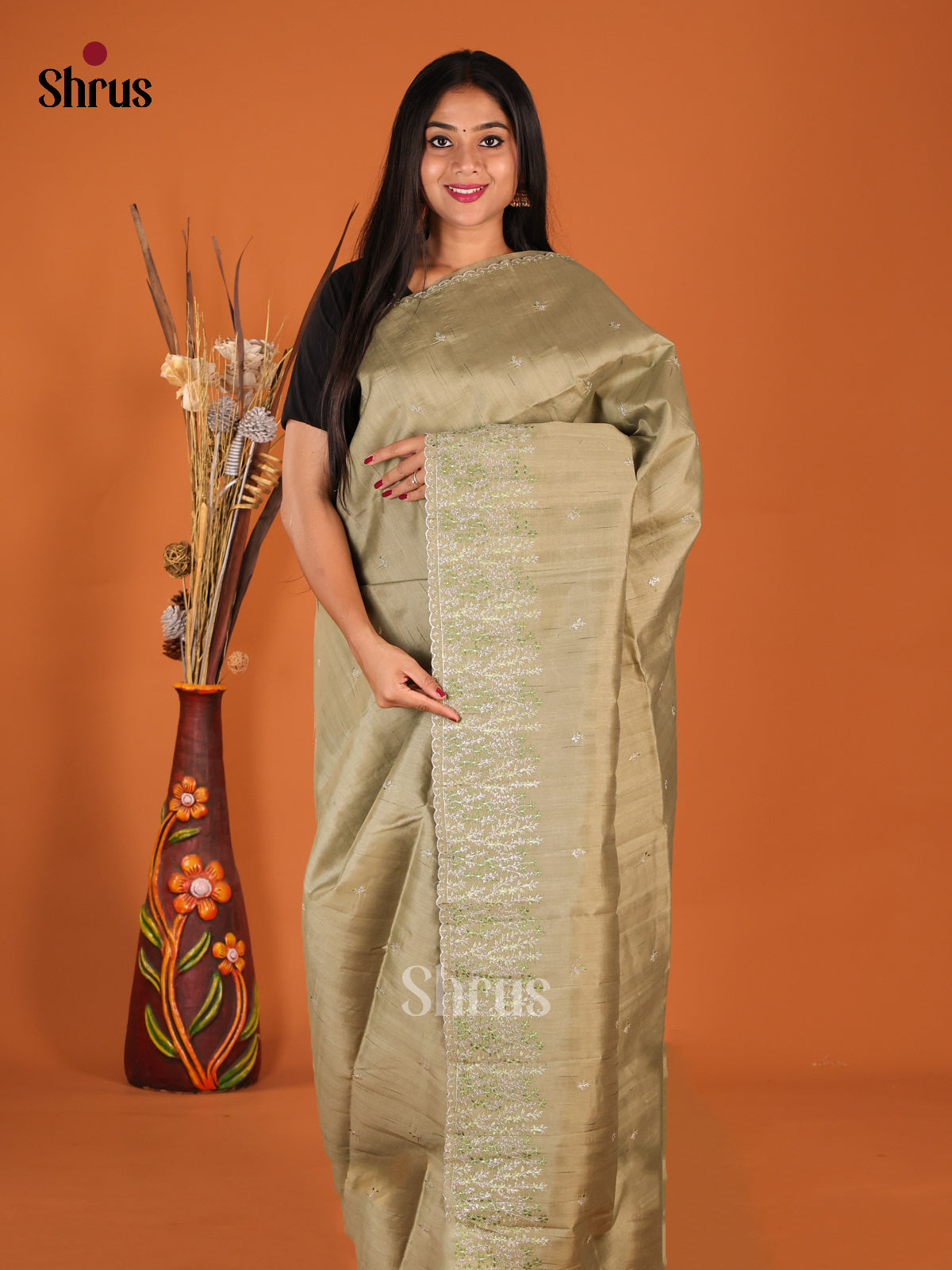 DHS23767 - Semi Rawsilk Saree - Shop on Shrus.com