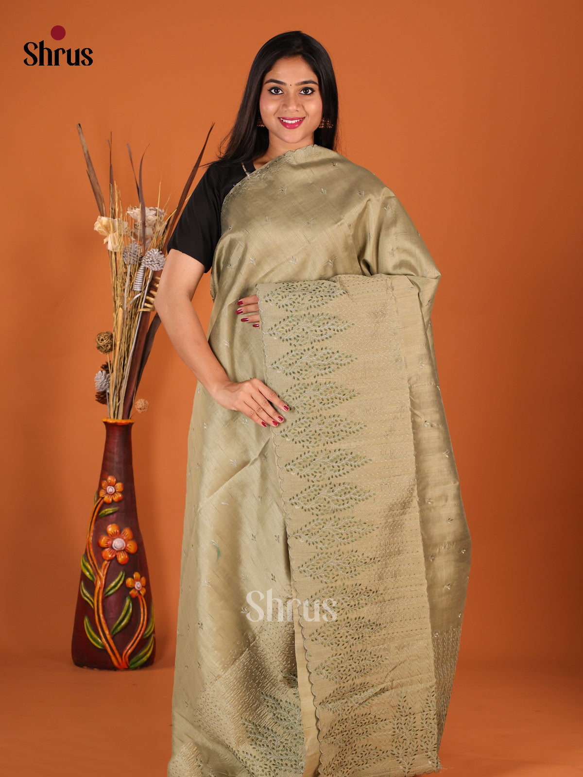 Chutney Green - Semi Rawsilk Saree