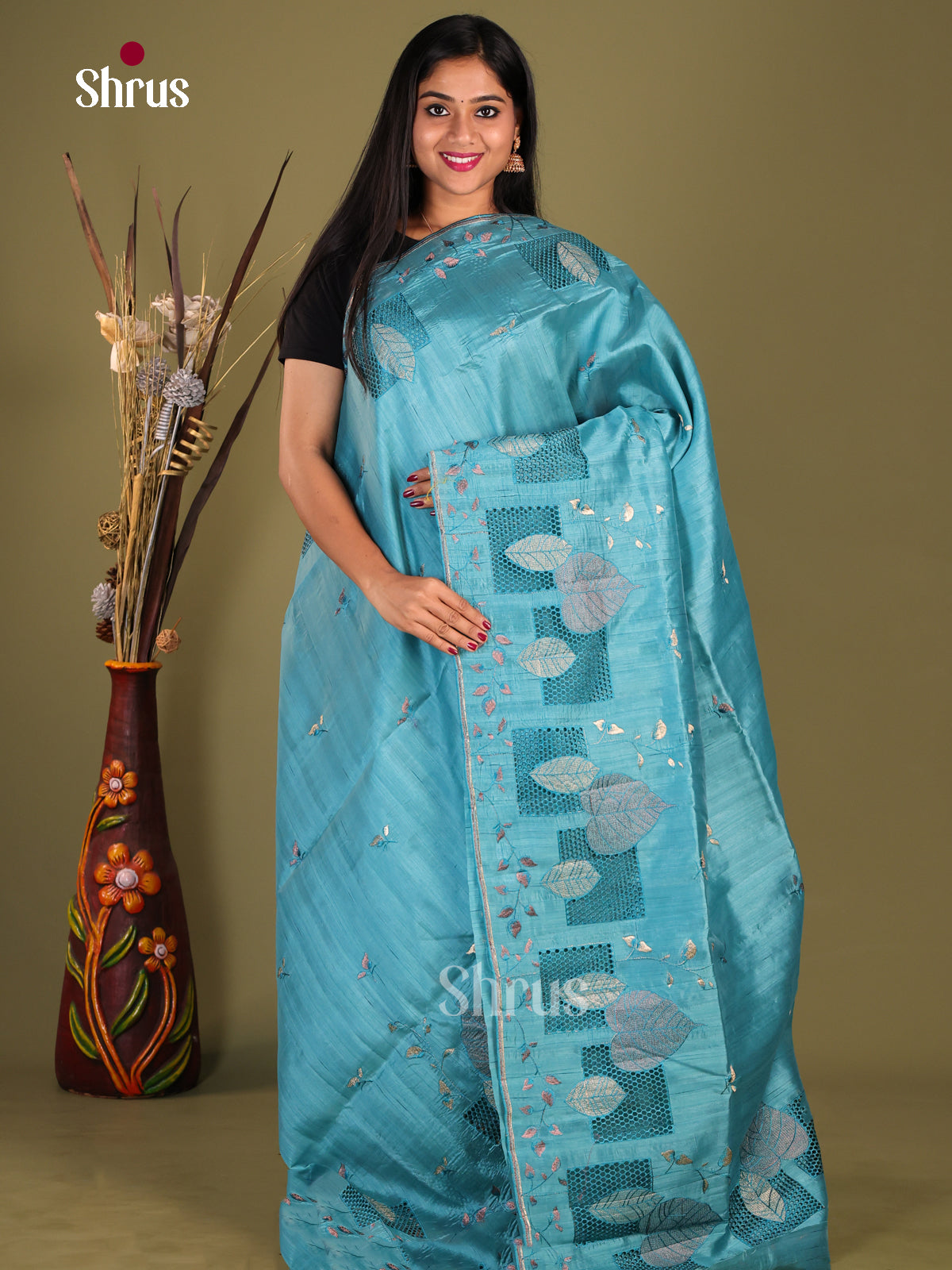 DHS23787 - Semi Rawsilk Saree - Shop on Shrus.com
