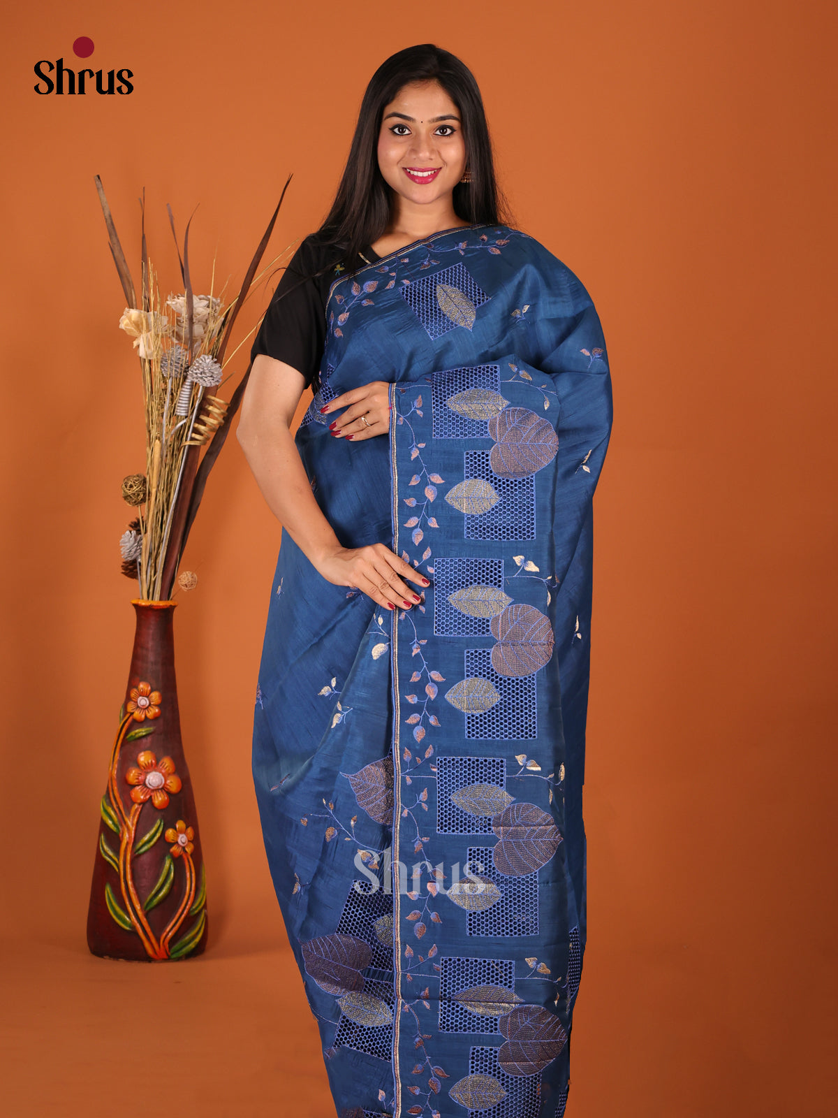 Blue - Semi Rawsilk Saree