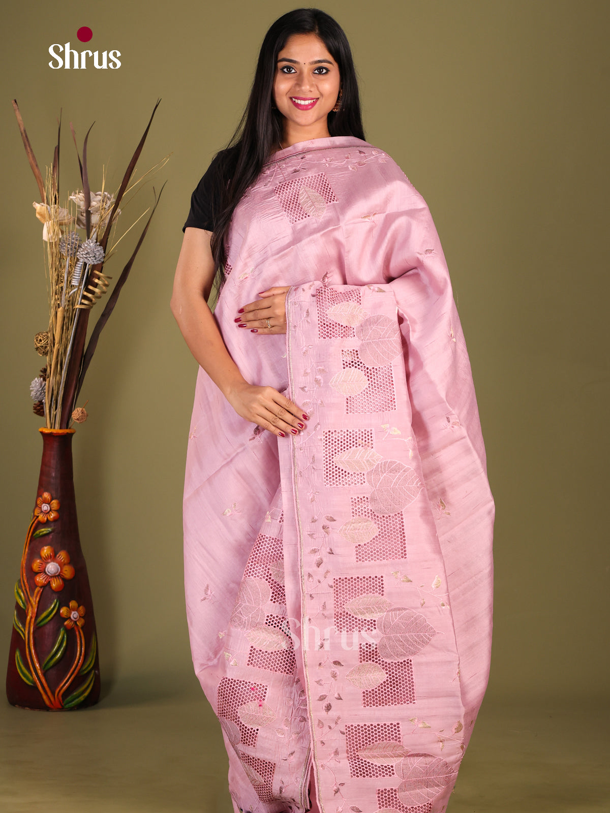 Lavender- Semi Rawsilk Saree - Shop on Shrus.com