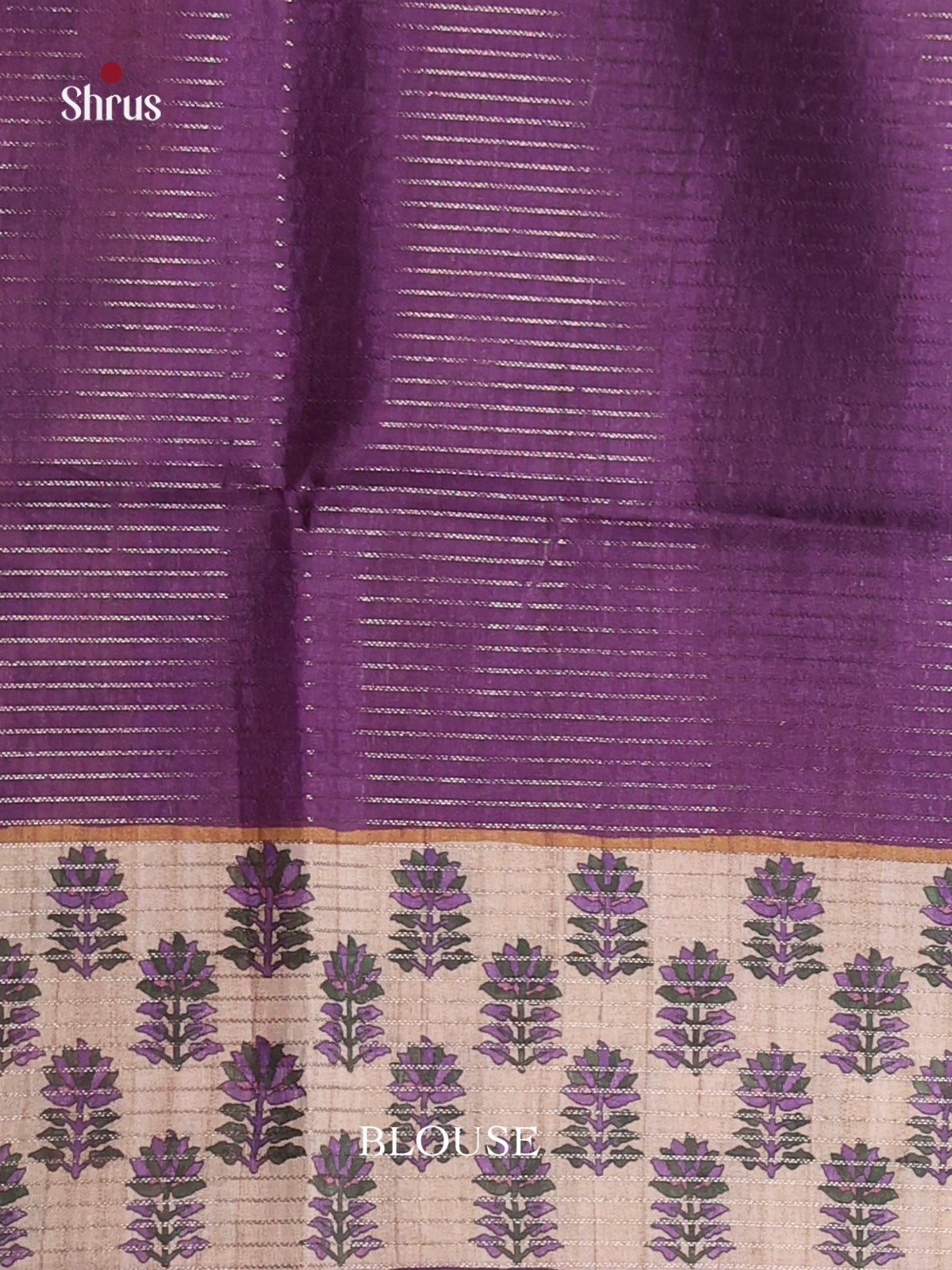 Violet & Cream - Semi Tussar Saree