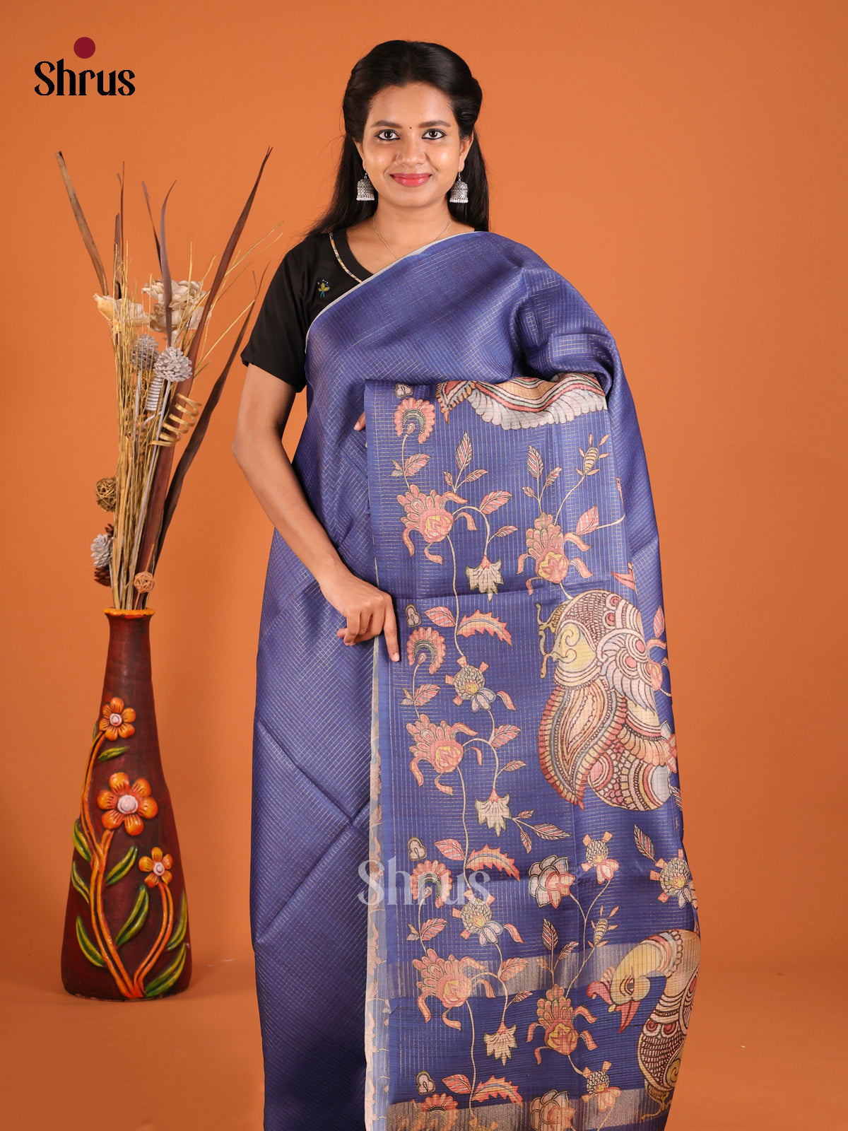 Blue- Semi Tussar Saree
