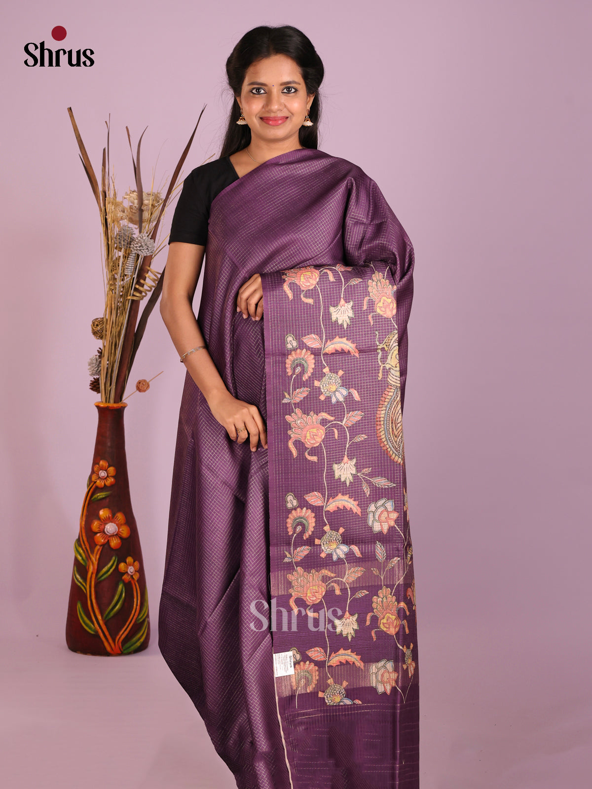 Violet - Semi Tussar Saree - Shop on Shrus.com