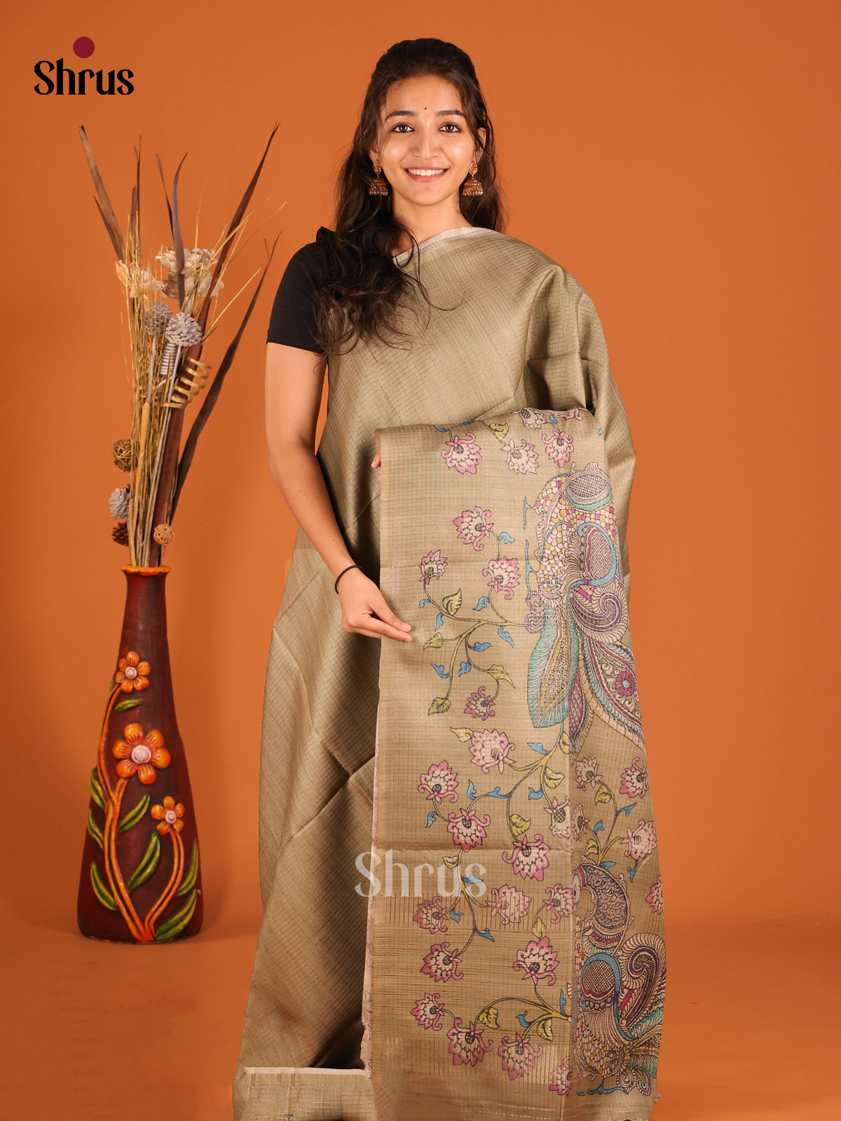 Pastel Brown- Semi Tussar Saree