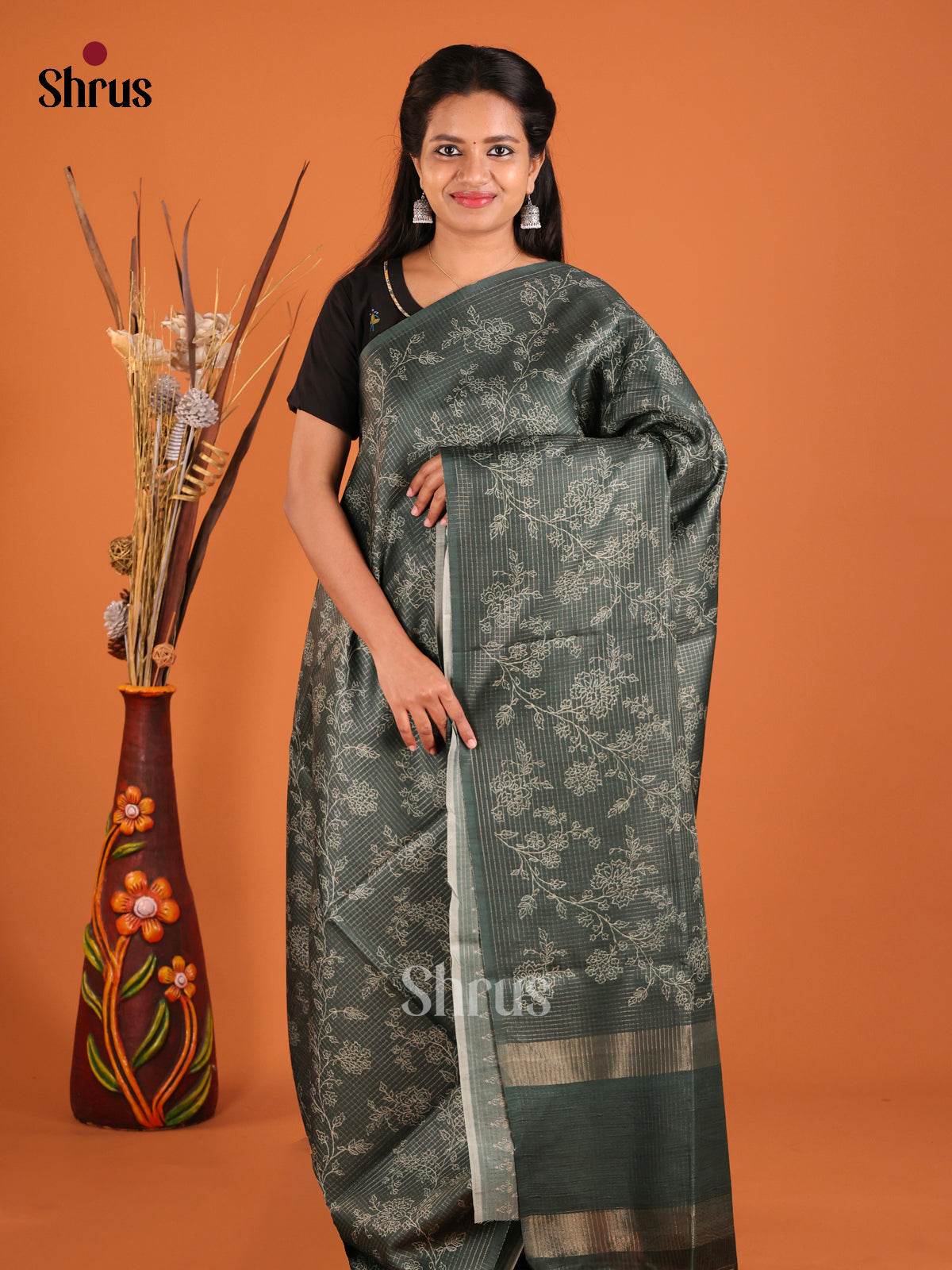 Green- Semi Tussar Saree